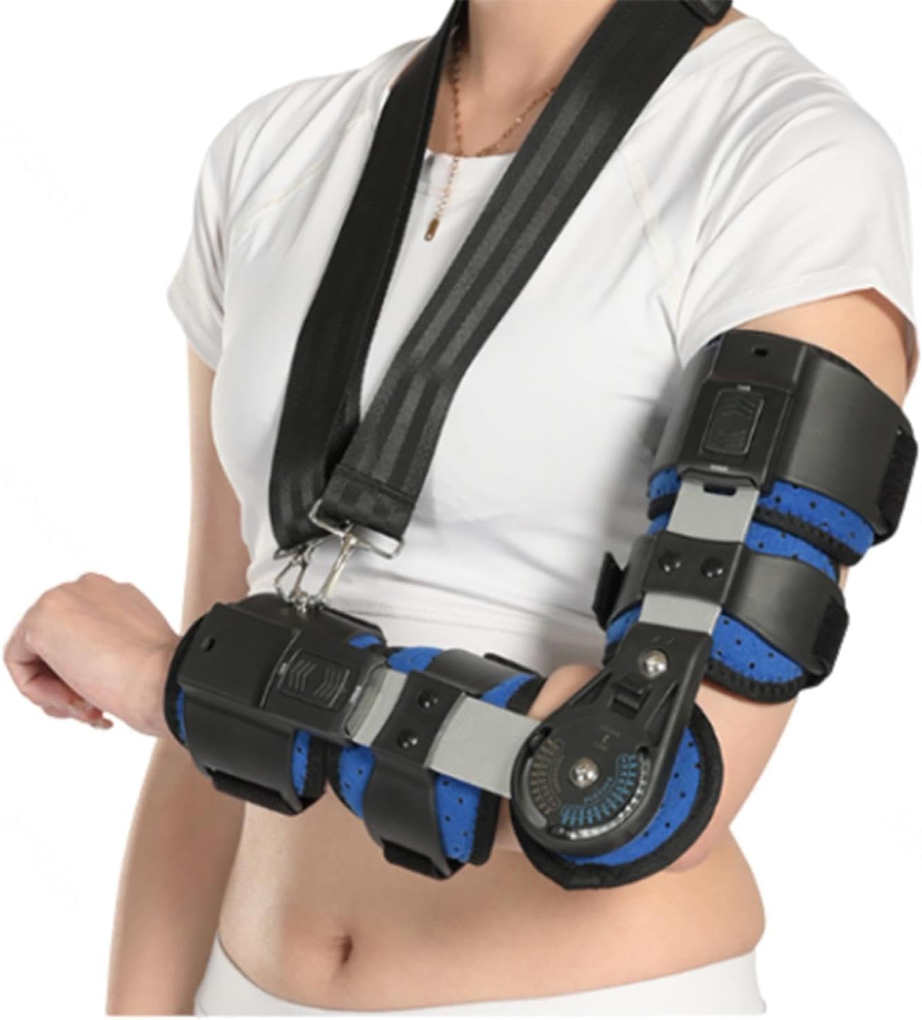 Post OP Elbow Splint Immobilizer Unisex ROM Hinged Elbow Brace with Strap Sling,Arm Injury Recovery, Support After Surgery Dislocated,Elbow Fracture Fixation,Right