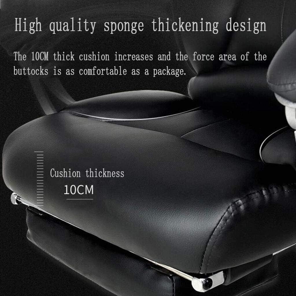 Executive Swivel Adjustable Swivel Office Desk Chair with Armrests Lumbar Support Desk Ergonomic Chair Chair Home Office Chair Leather Boss Chair Swivel Chair Study Room Ba,Black-With footrest