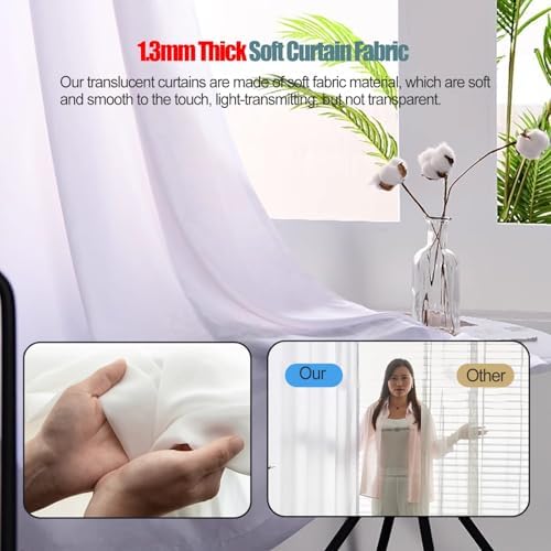 White Room Divider Curtains - U-Shape Privacy Partition with Wall-Mounted Pole for Beauty Salons, Clinics, and Home Use - Hanging Separator Screen (L 200cm/6.5ft)