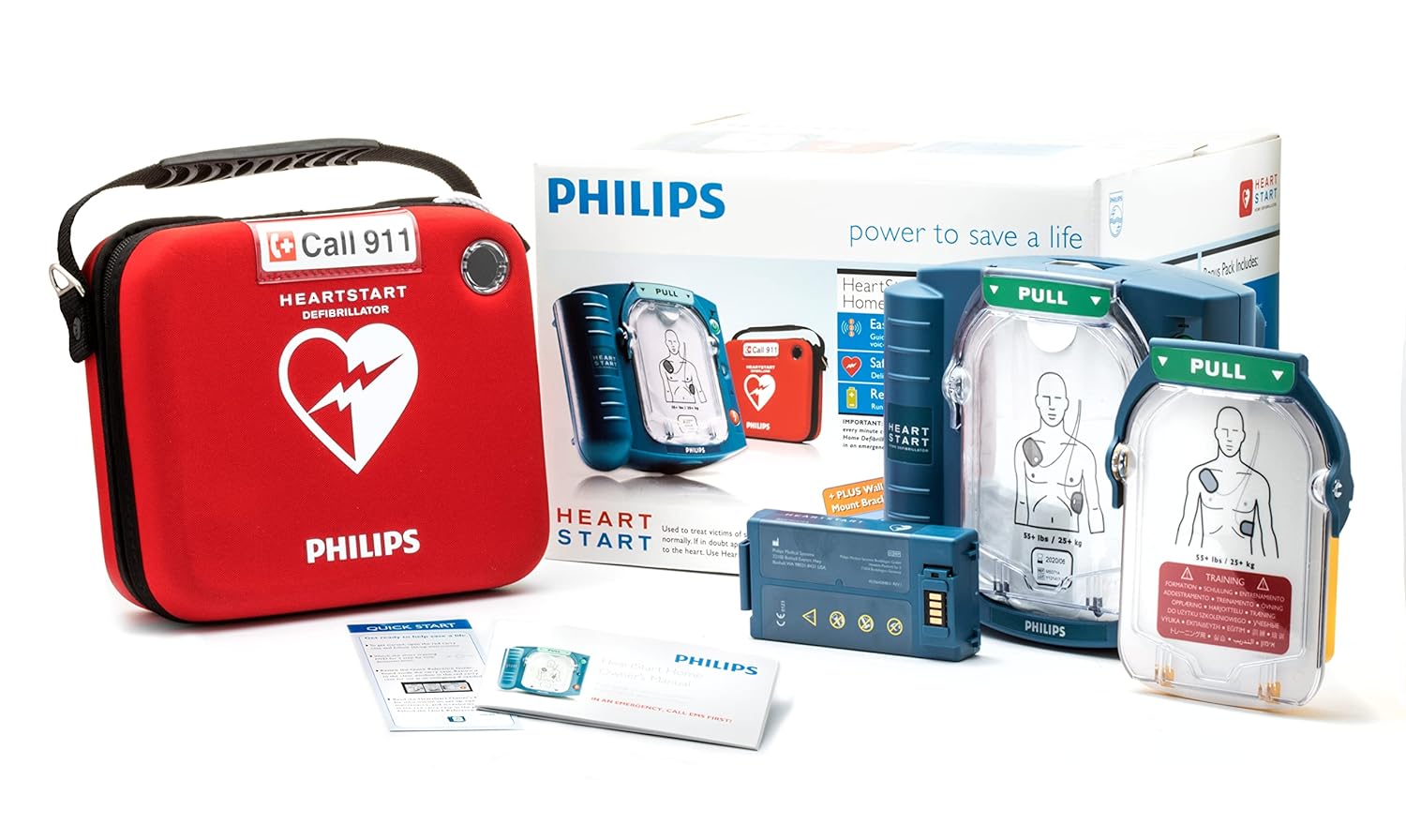 Philips HeartStart Home AED Defibrillator with Training Pads Cartridge, M5068A-C02