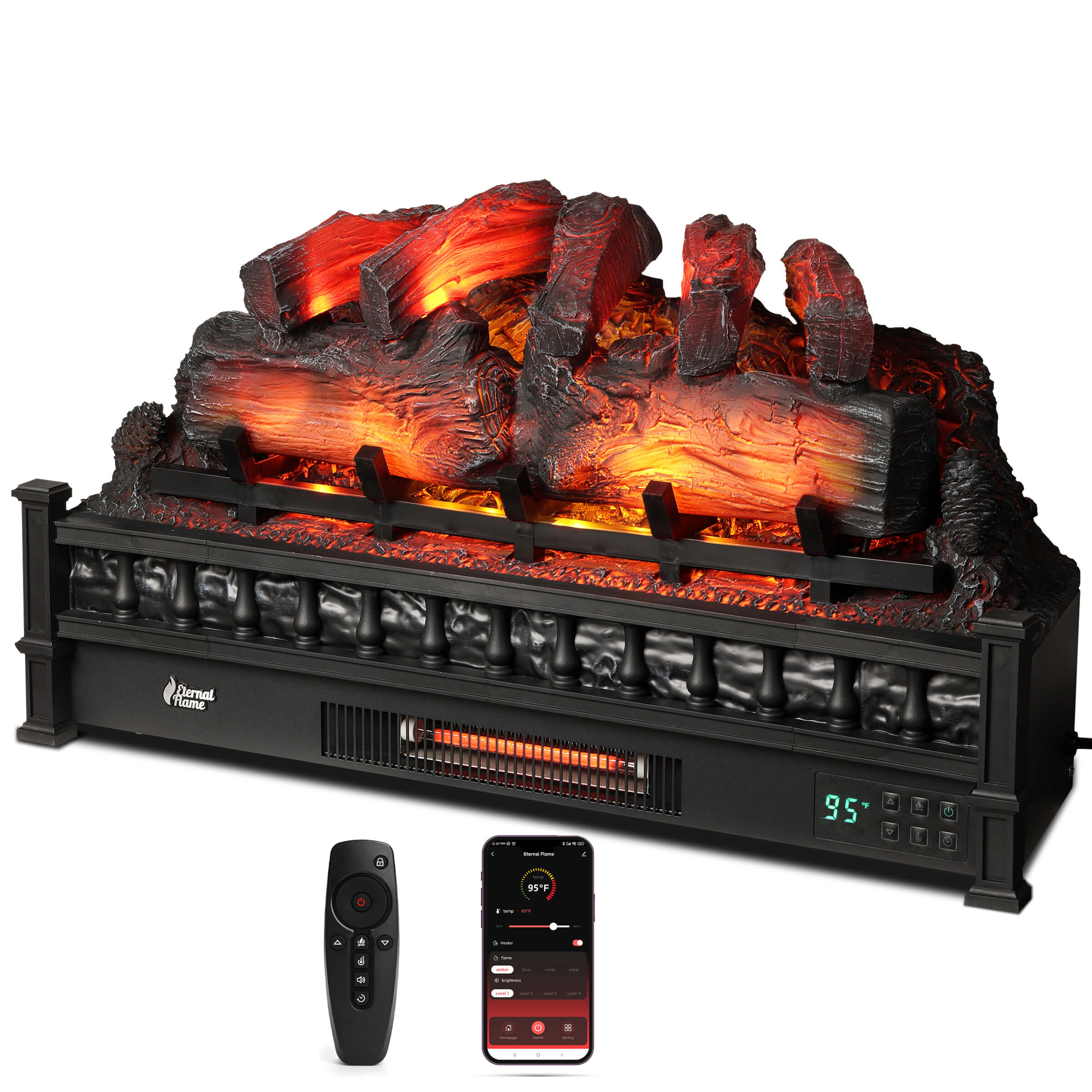 TURBRO Eternal Flame EF30-PB Electric Fireplace Logs (707-98-157AWIFI)