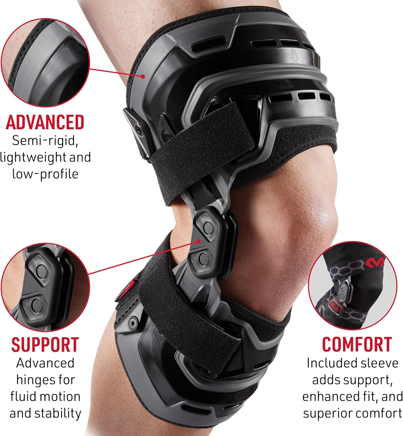 McDavid Knee Brace, Heavy Duty Hinged Knee Braces for Knee Pain, Instabilities, Ligament, ACL, MCL, PCL, Meniscus Injury, Pain Relief, Recovery, Preventive Hyperextension, Left or Right Side