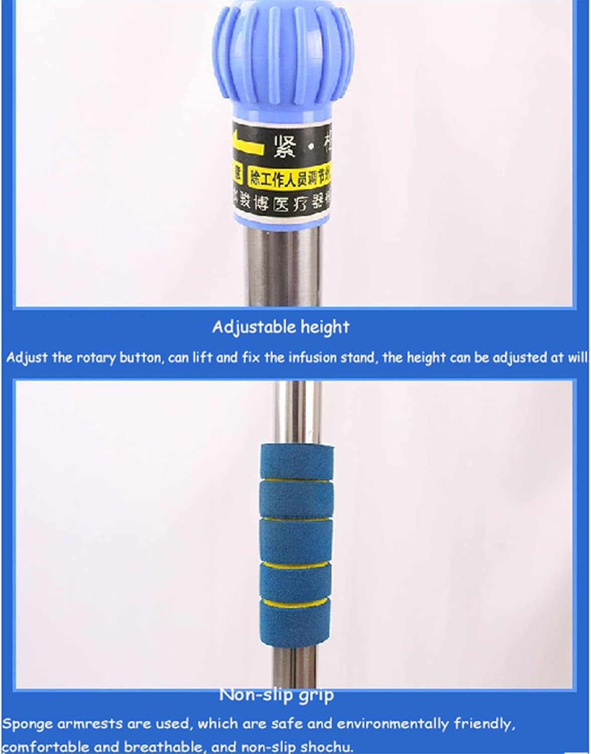Adjustable Stainless Steel Infusion Stand with Wheels - Drip Holder for IV Therapy, Hospital Use, Medical Equipment, Height Adjustable, Portable Drip Pole