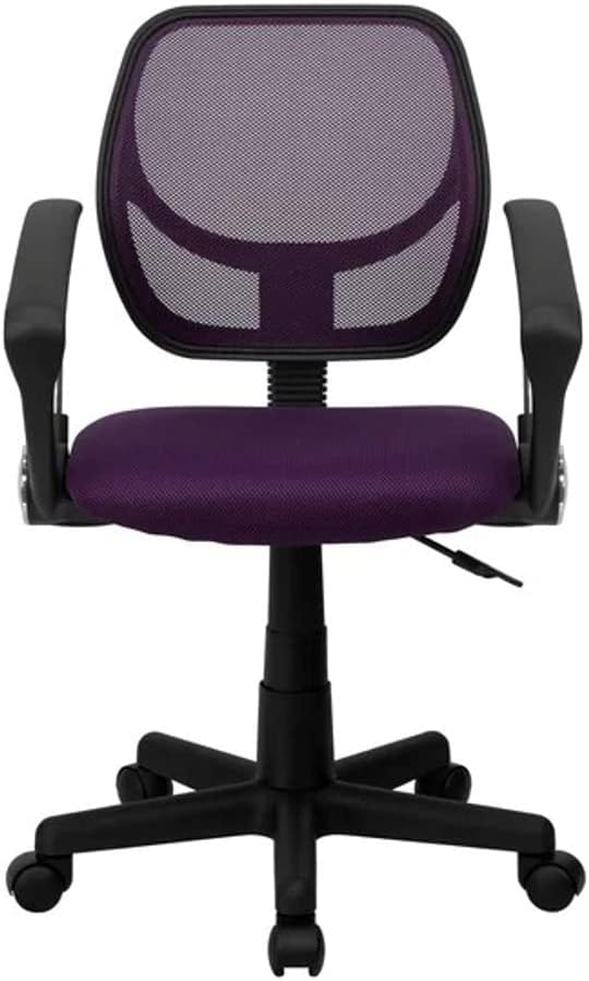 Comfy Mesh Office Chair | Built in Lumber Support,Transparent Low Back Ergonomic Design | Vanity Arm Computer Home Desk | Five-Pronged Base with Wheels | Height Adjustable & Swivel, Purple Color