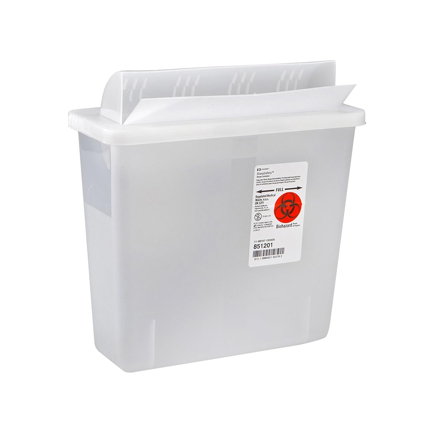 Cardinal Health™ Monoject™ Always-Open in-Room Sharps Container, Clear, 3 Gallon, Case of 10