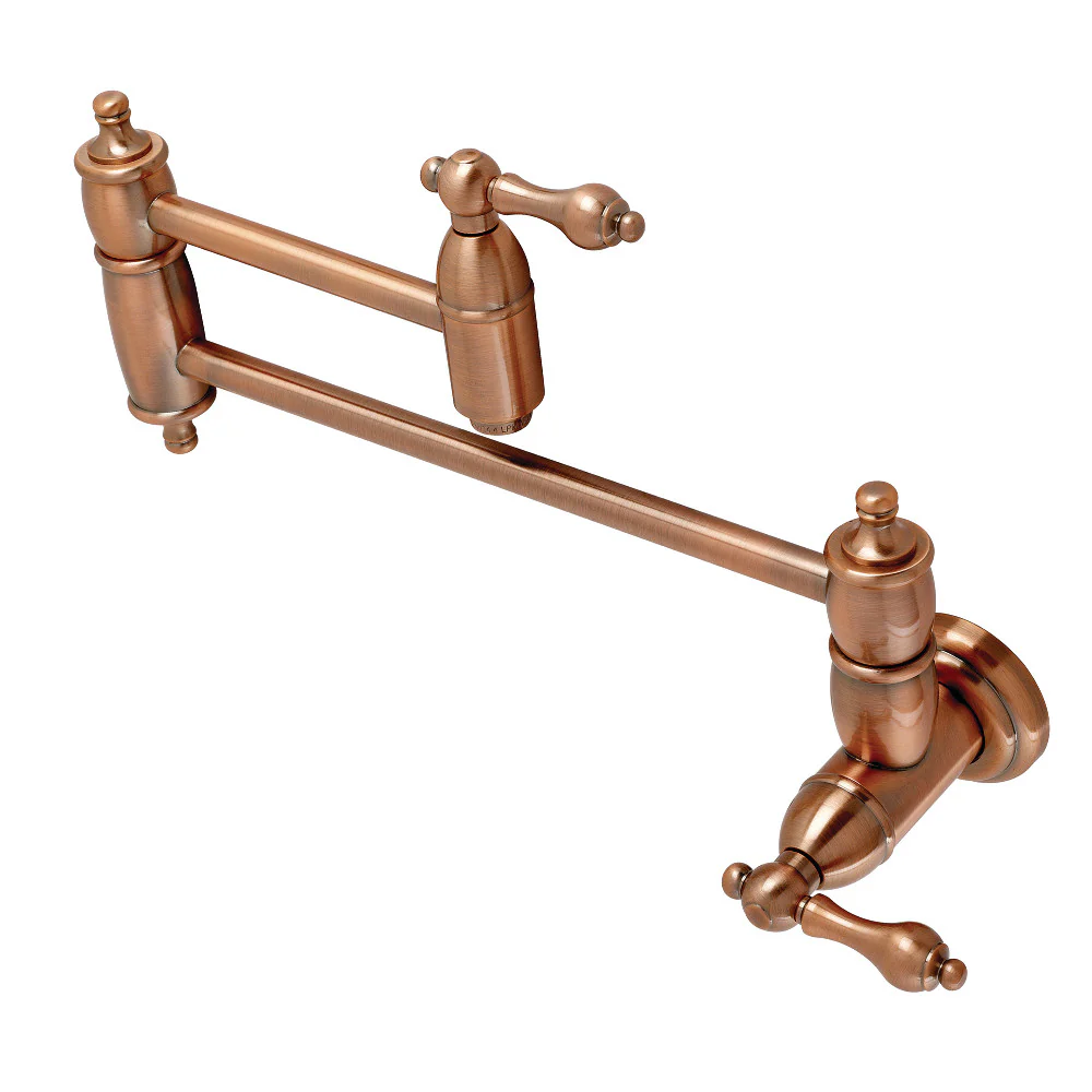 Kingston Brass Restoration Wall Mount Pot Filler Faucet, Antique Copper (KS310ALAC)
