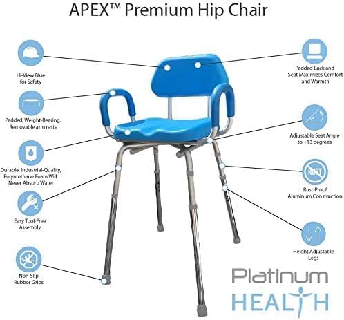 Platinum Health Hip Chair, APEX(tm) Premium, Padded, Height Adjustable, SEAT-Angle Adjustable Hip Chair. Doctor and Rehab Specialist Recommended
