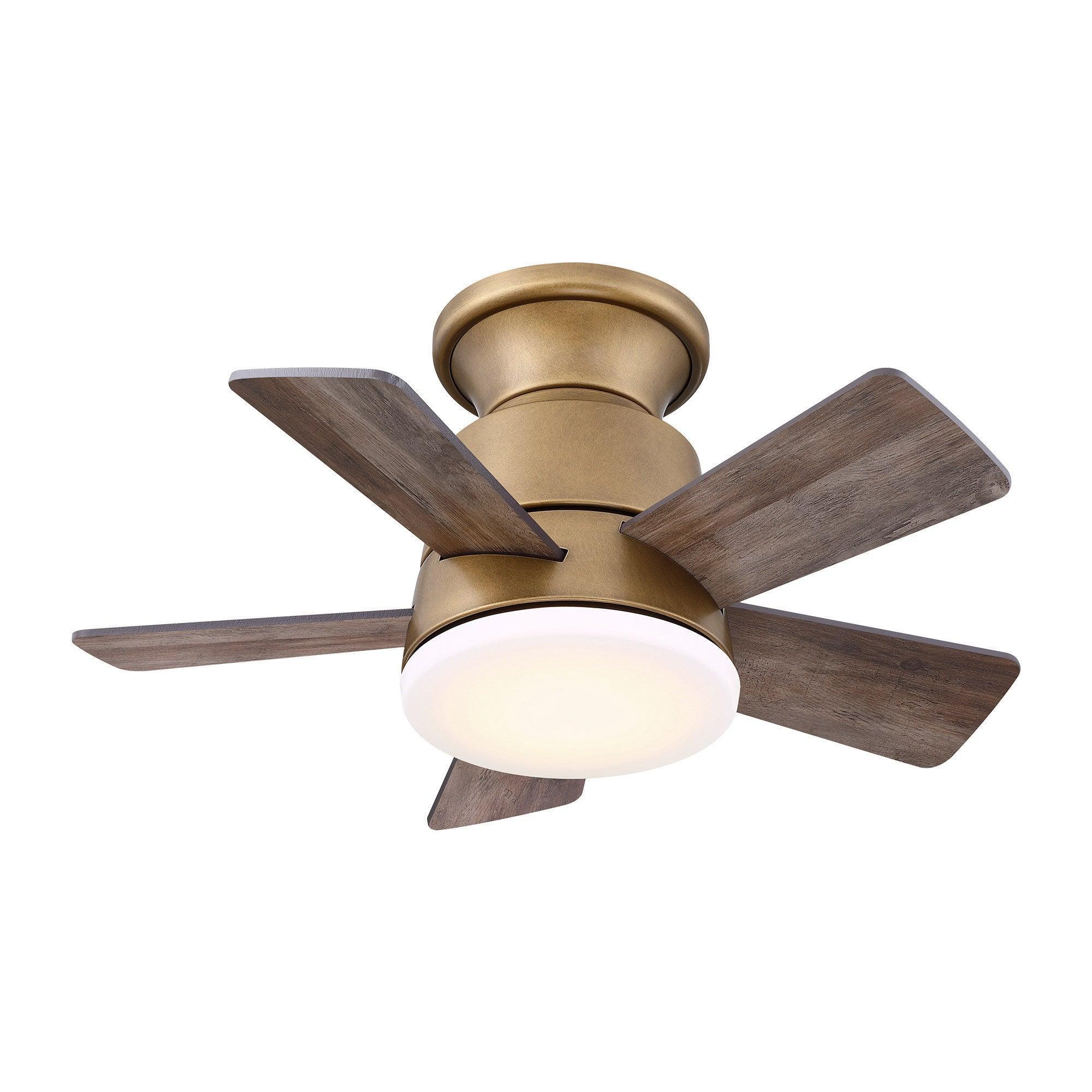 Parrot Uncle 24-Inch Farmhouse Flush Mount Reversible Iron Ceiling Fan with Lighting and Remote Control