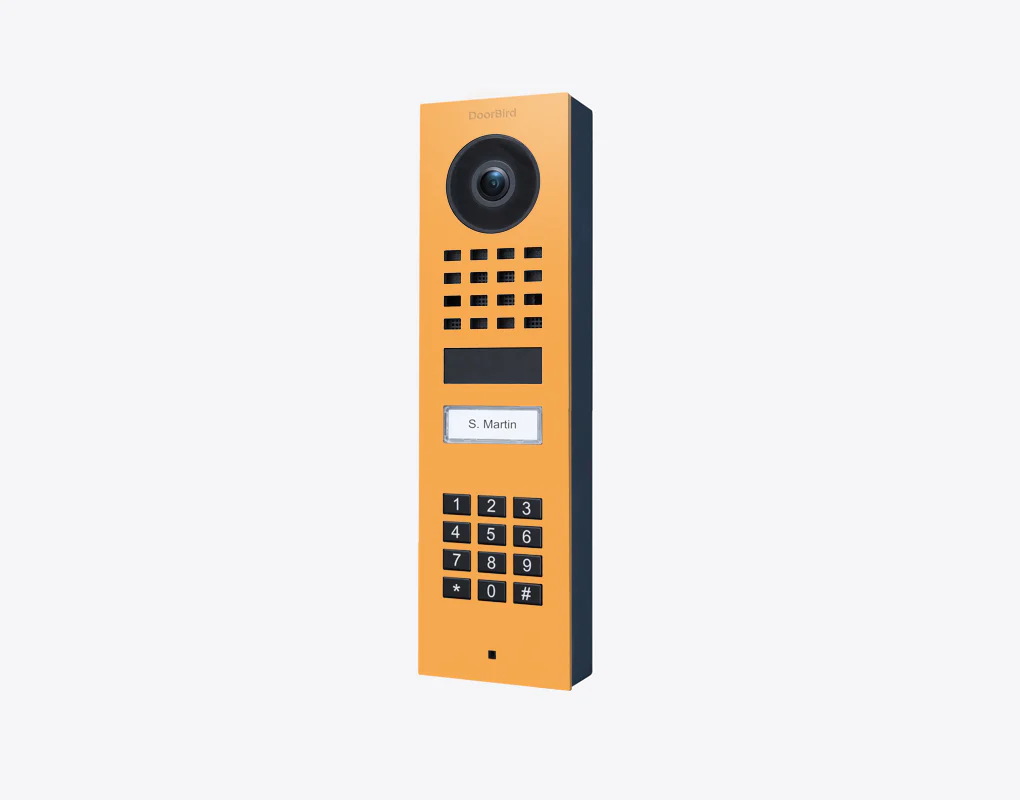 DoorBird D1101KV Surface-Mount IP Video Door Station, 1 Call Button in Saffron Yellow, RAL 1017