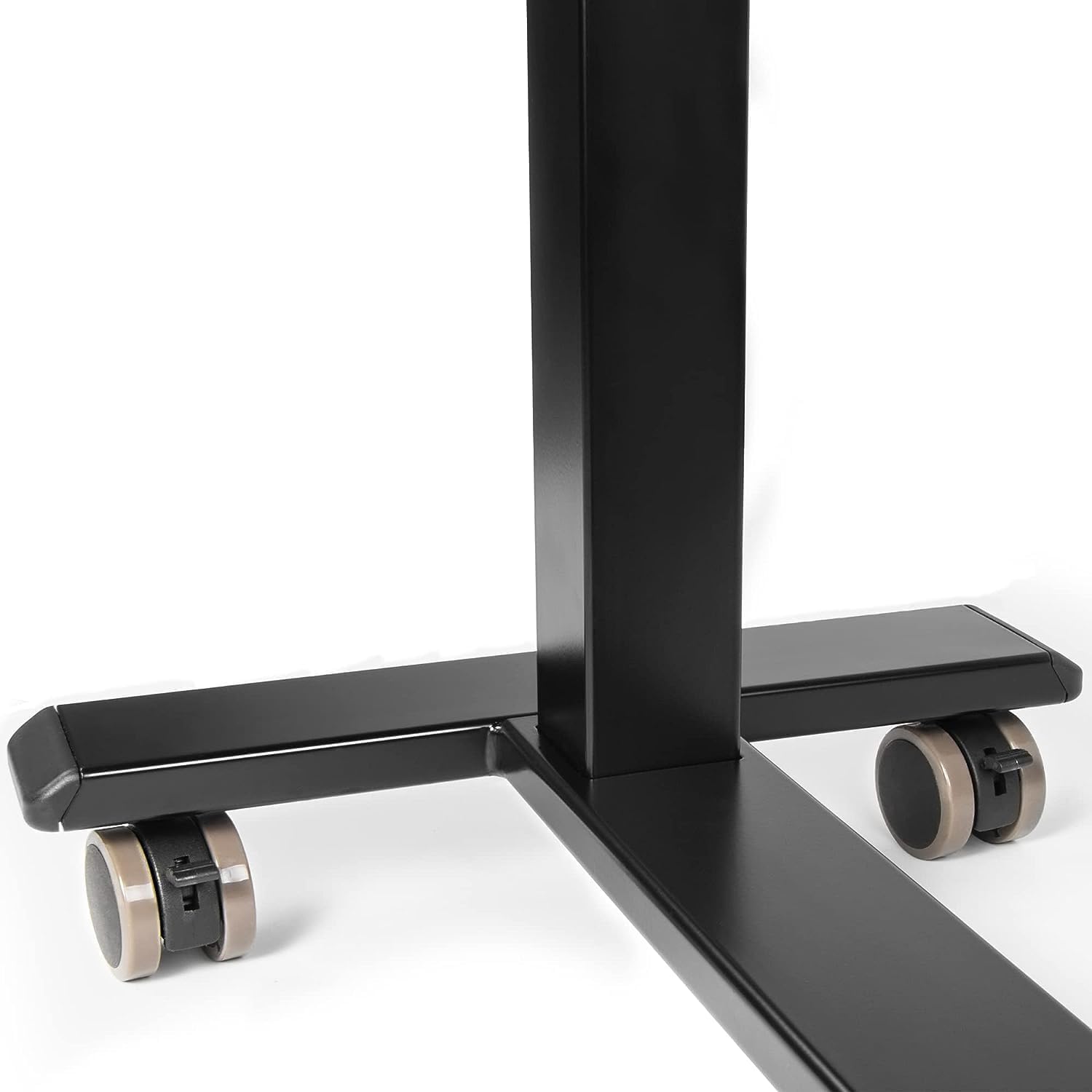 Vaunn Medical Electric Overbed Table Bedside Height Adjustable Table with Wheels (Electric-Powered, Hospital and Home Use) - Brown (Organic Modern)