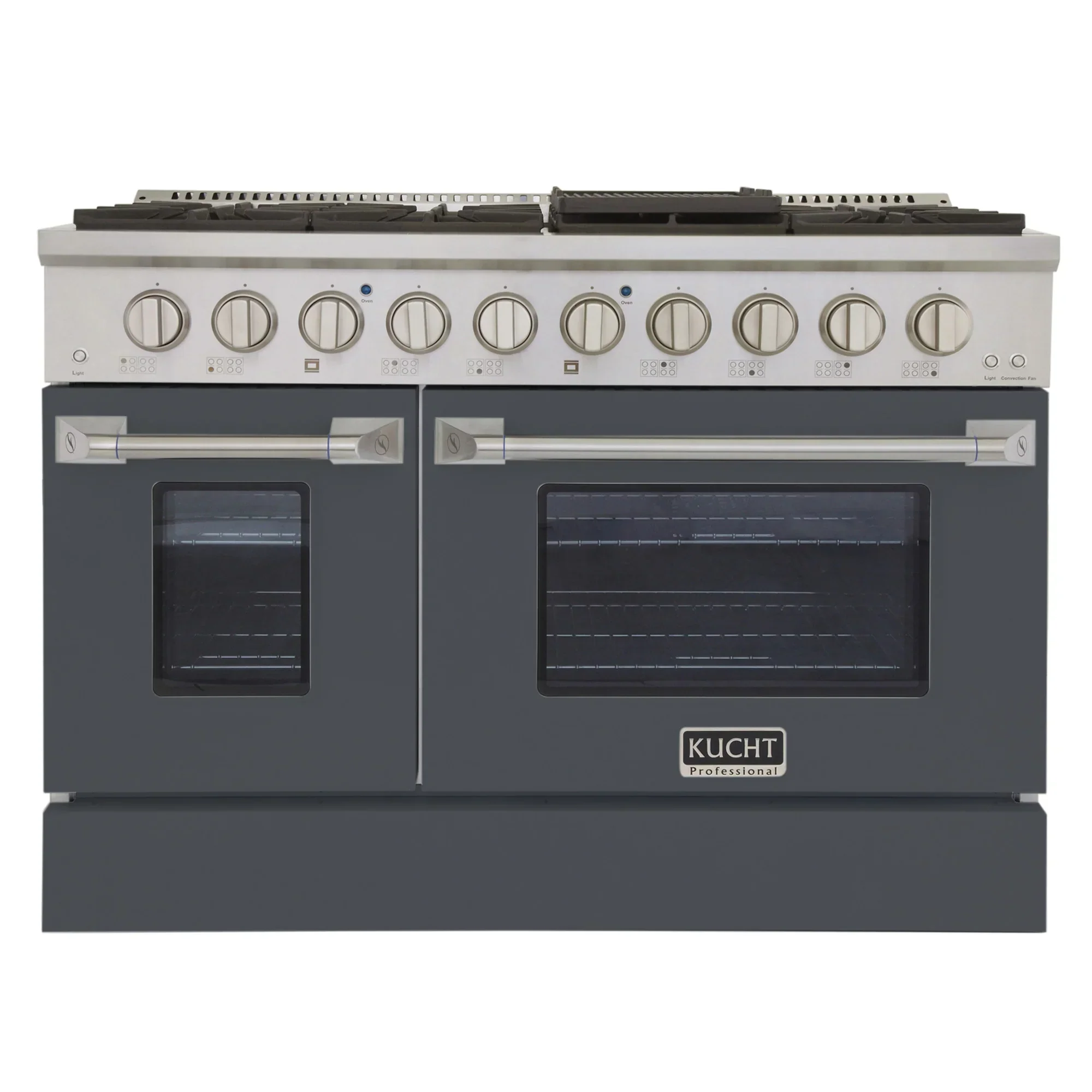 Kucht Professional 48-Inch 6.7 cu ft. Propane Gas Range in Cement Gray with Silver Accents (KNG481/LP-GR)