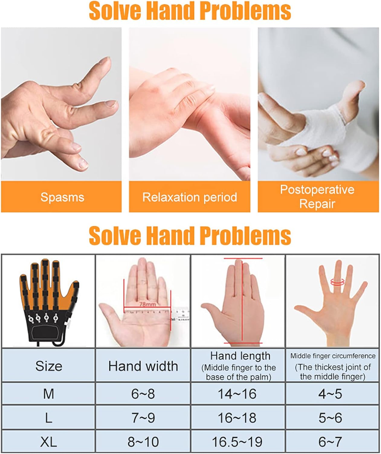 Hand Function Rehabilitation Robot Gloves, Finger Training Stroke Hand Splint Finger Orthosis for Long-Term Relief Finger Cramps