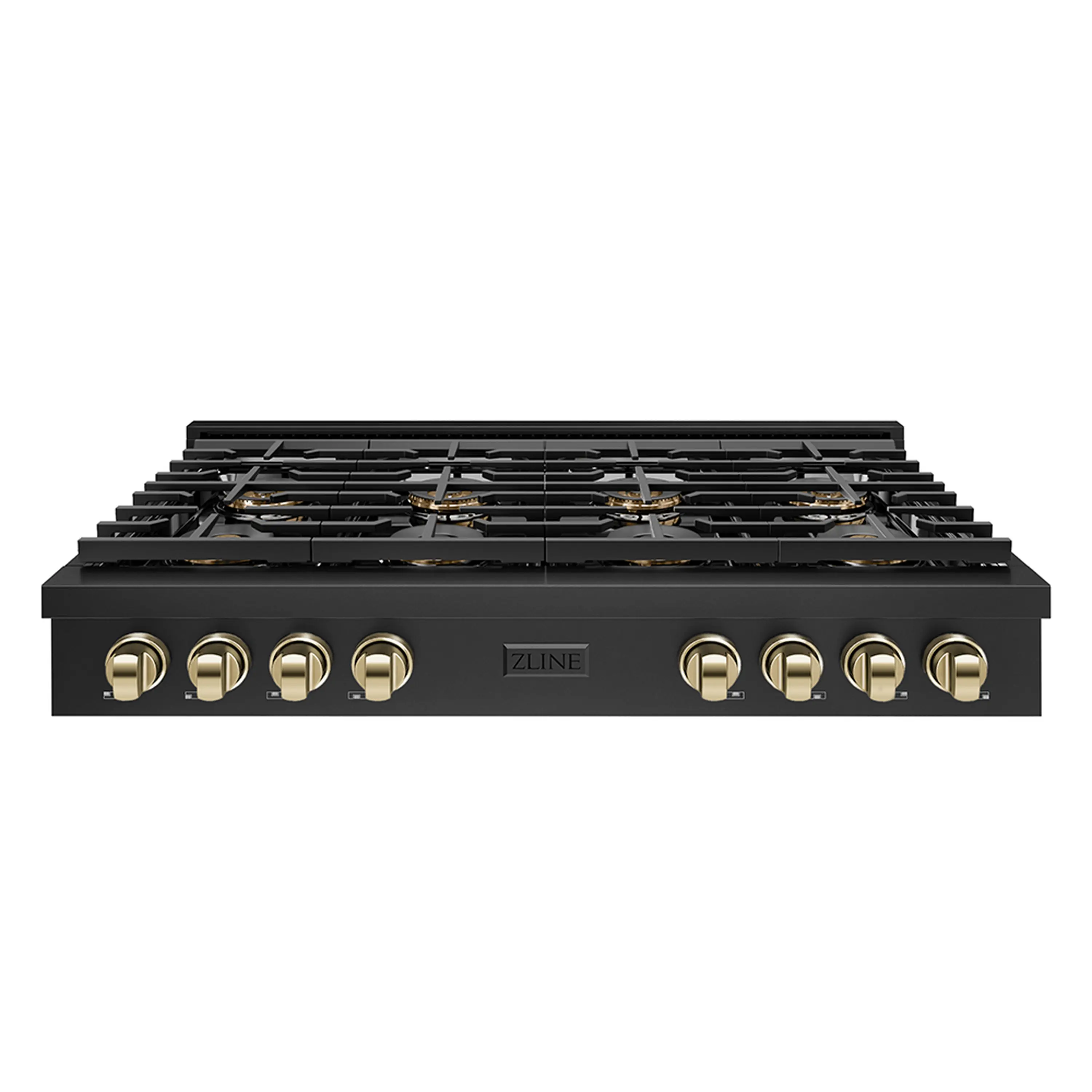 ZLINE Autograph Edition 48-Inch Paramount Gas Rangetop with 8 Burner DuoPro鈩?Cooktop in Black Stainless Steel and Polished Gold Accents (PSRTBZ-48-G)