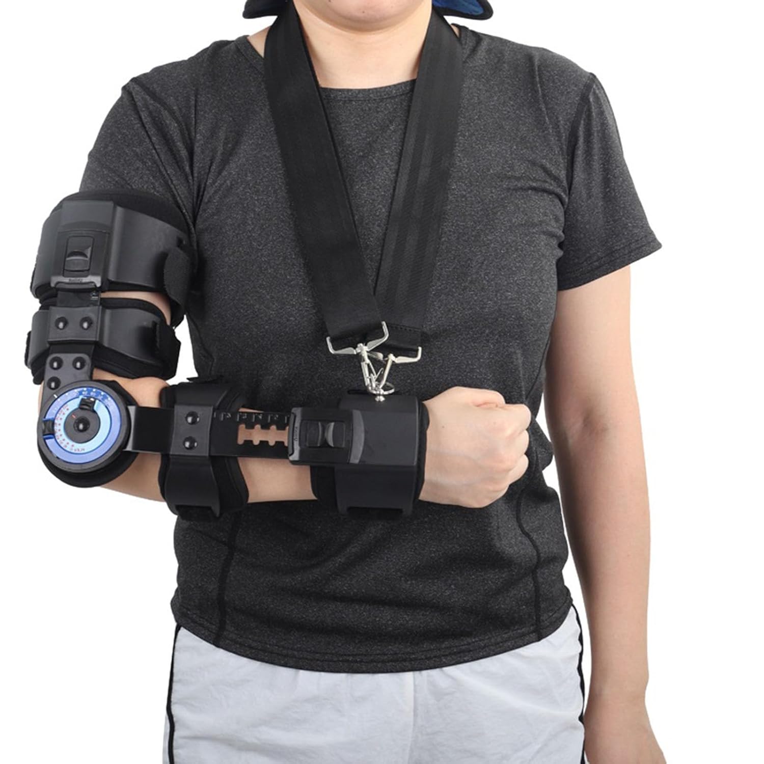 SFKLYU Hinged Elbow Brace,Adjustable Post Elbow Brace with Sling Stabilizer Splint Arm Splint Supporting Recovery from Postoperative Arm Injury,Right