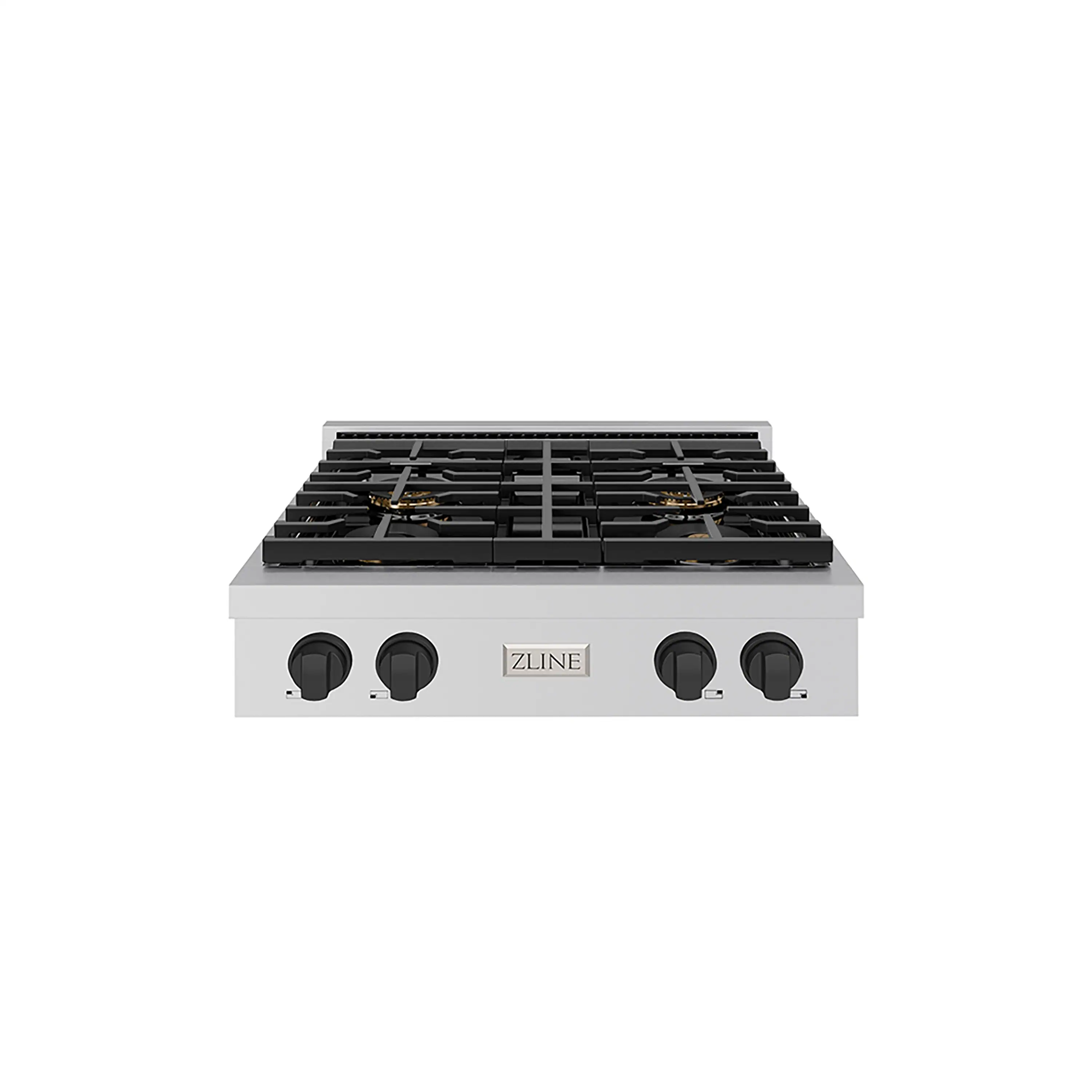 ZLINE Autograph Edition 30-Inch Paramount Gas Rangetop with 4 Burner DuoPro鈩?Cooktop in Stainless Steel and Matte Black Accents (PSRTZ-30-MB)