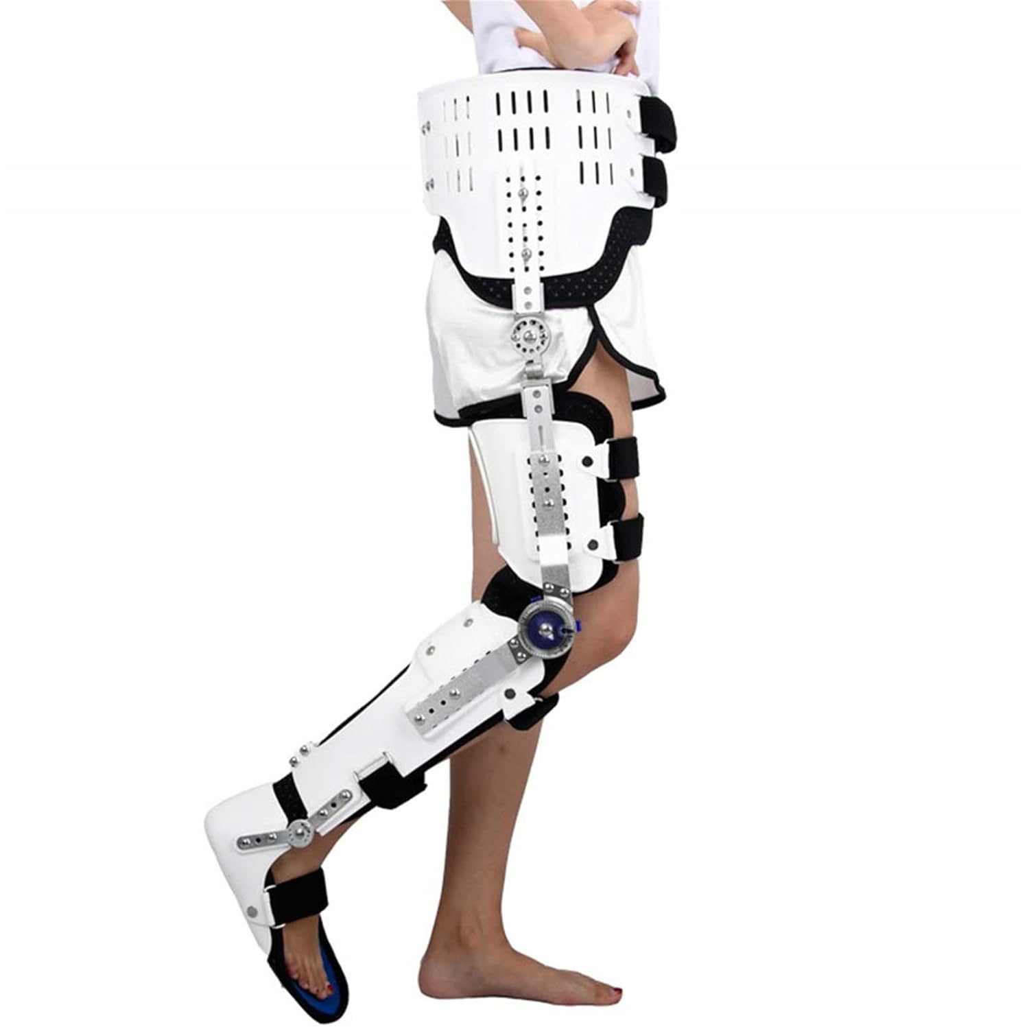 Adjustable Full Leg Stabilizer Knee Orthosis Splint, Hip Knee Ankle Foot Orthosis for Brace Leg Fracture Foot and Orthotics of Lower Limbs