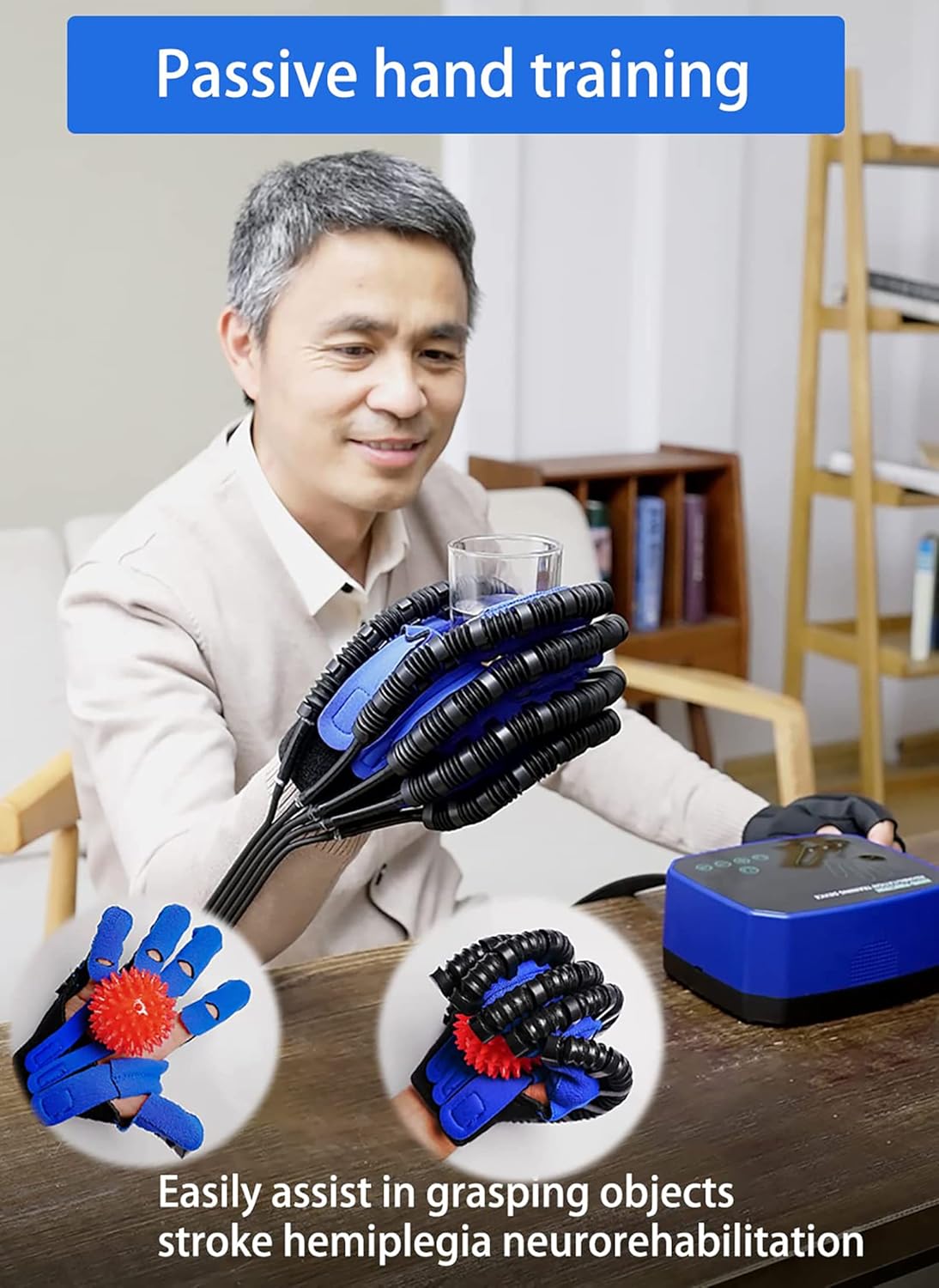 Rehabilitation Robot Gloves Finger Training Stroke Hand Splint Arthritis Stroke Hemiplegia Patient Finger Hand Function Recovery Exercise Equipment(Size:S Code,Color:Left Hand)