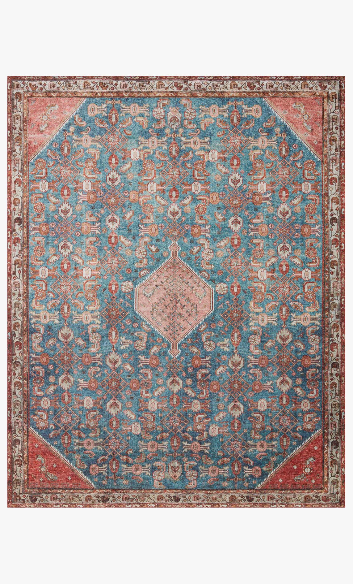 Loloi II Layla Collection - Traditional Power Loomed Rug in Marine & Clay (LAY-10)