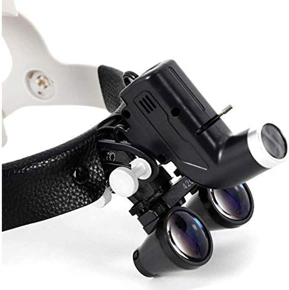Dental Loupes Magnifying Glasses with Headlight - 2.5X & 3.5X Magnification, 420mm Medical Binocular Magnifier with for Surgical Use