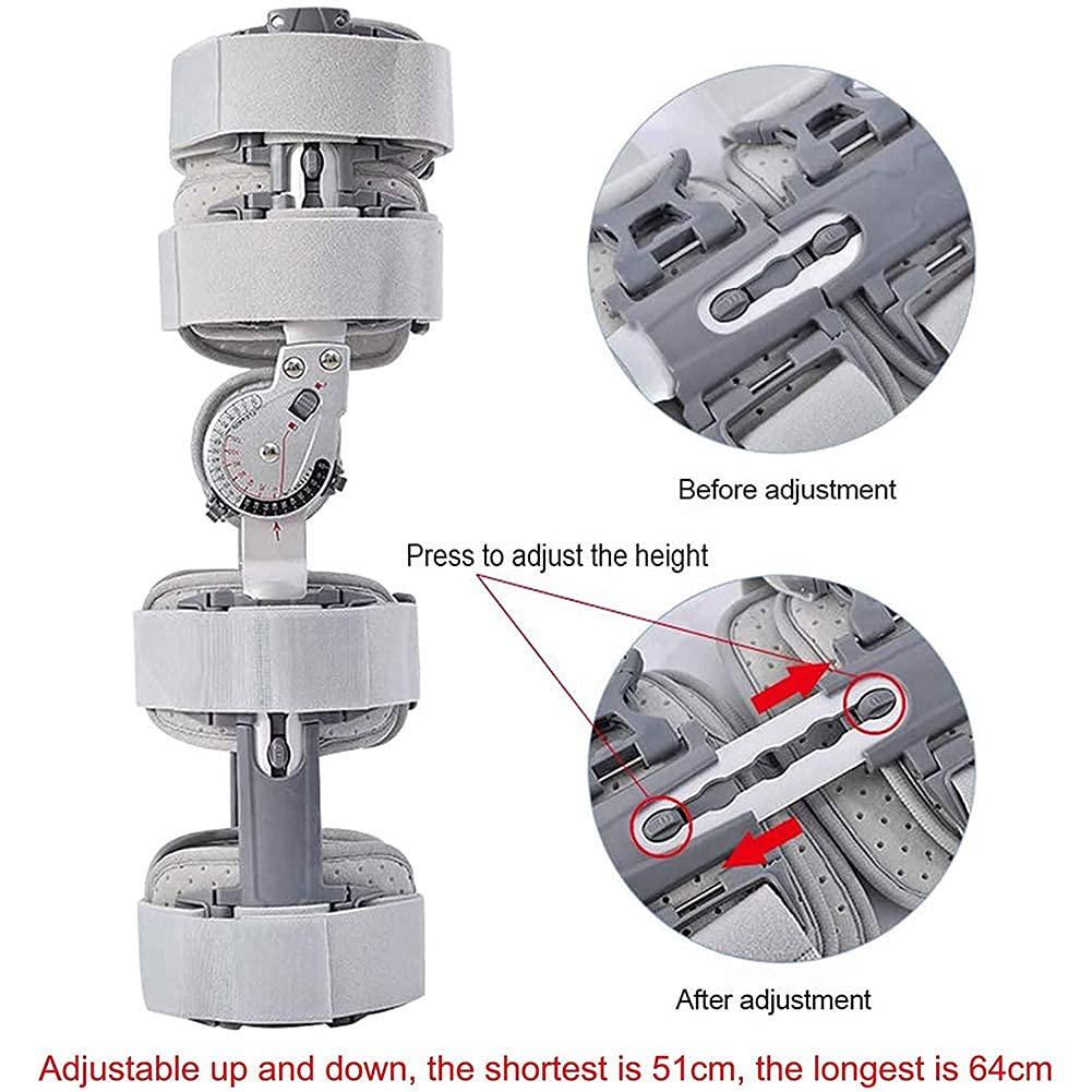 Hinged Knee Brace with Strap, Adjustable Leg Stabilizer Post Op Recovery Immobilization Splint - Orthopedic Protector Patella Injury Immobilizer Brace(