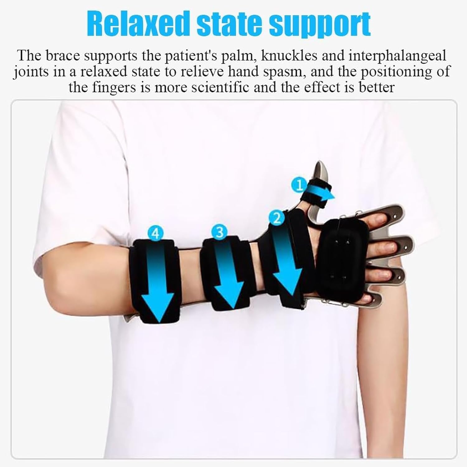 EKSED Finger Splint Extension Board, Finger Rehabilitation Device, BOA Lacing System, Four Pressure Fixing, Elastic Band Adjustable, for Stroke, Hemiplegia, Skull Brain Trauma