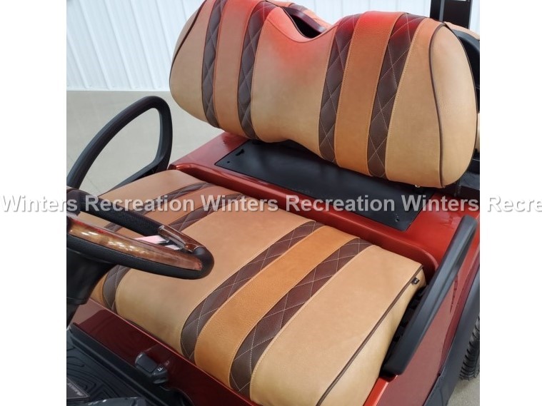 Club Car Precedent, Front Seat Cover, Saddle with Briar & Honey Diamond Tuck with Tan Stitching