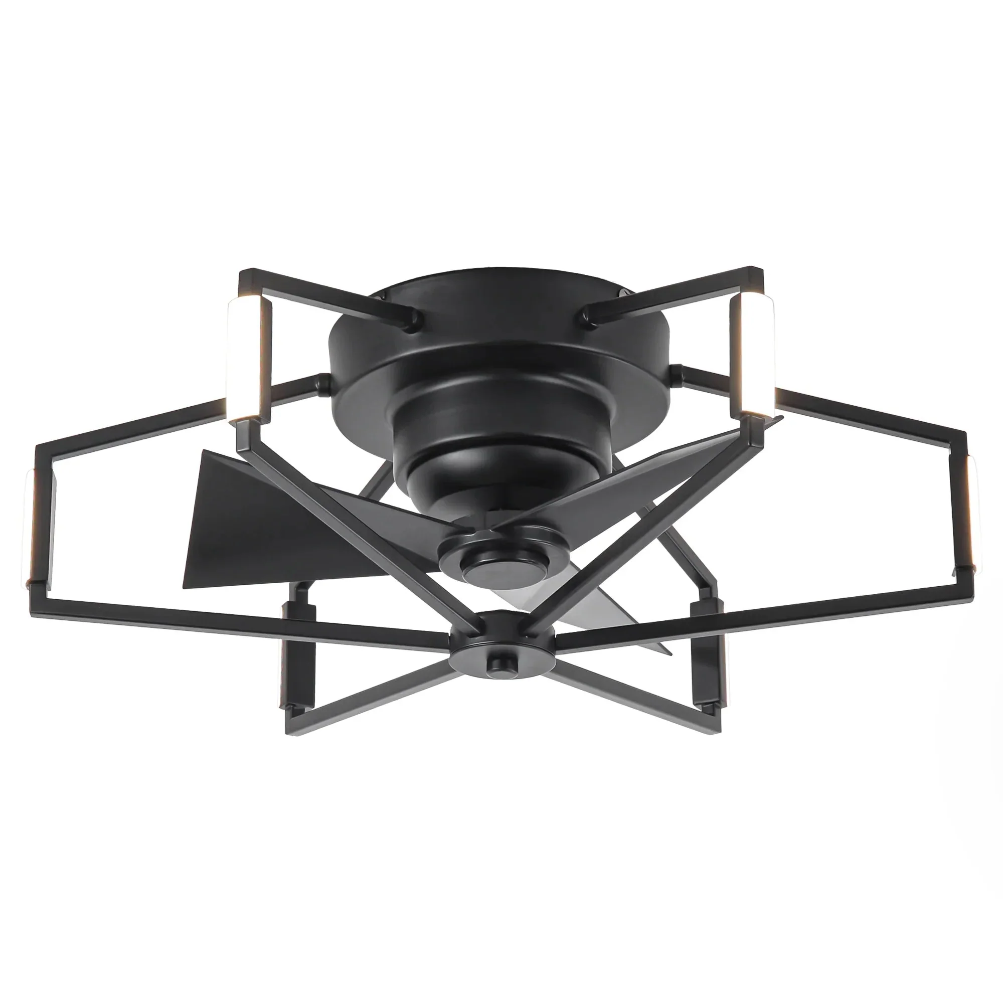 Parrot Uncle 21-Inch Wade Black Industrial Flush Mount LED Ceiling Fan (F3010)