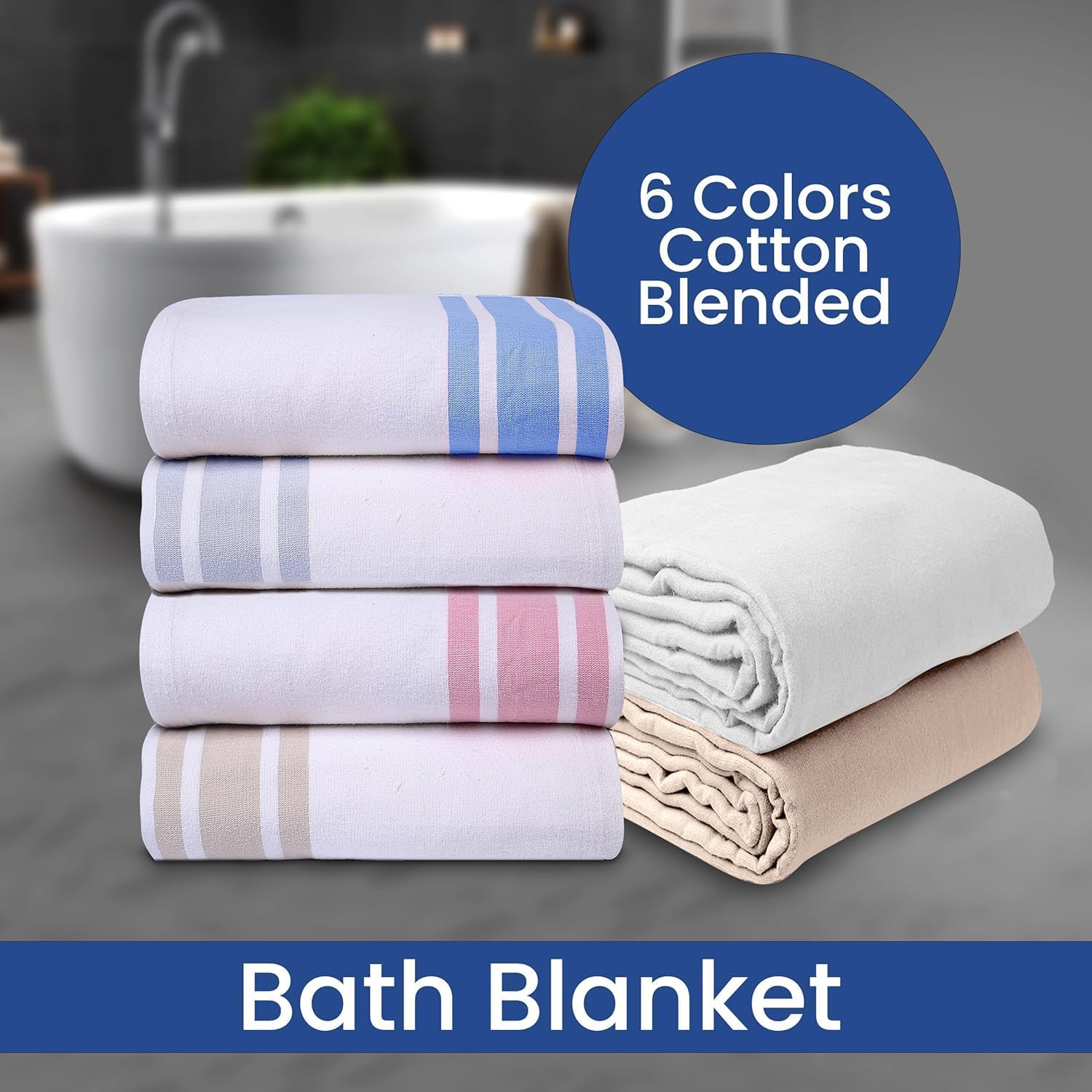 Linteum Textile Cotton Blended Hospital Patient Bath Blanket, Bed Bath Sheet, Twin Blanket Lightweight Sheet Blankets (24-Pack, 70x90 in, 1.75 lb.) White