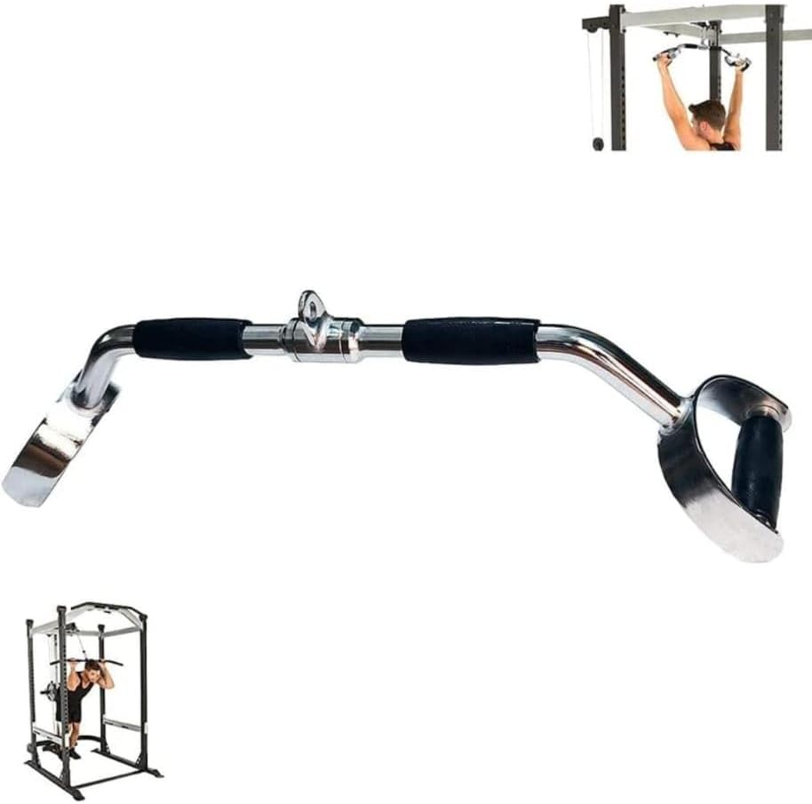 Rotating D-Handle Lat Pulldown Bar – Solid Steel Cable Machine Attachment with Ergonomic Grips & Wrist Supports – Gym Accessory for Back, Triceps, Shoulder & Arm Workouts.