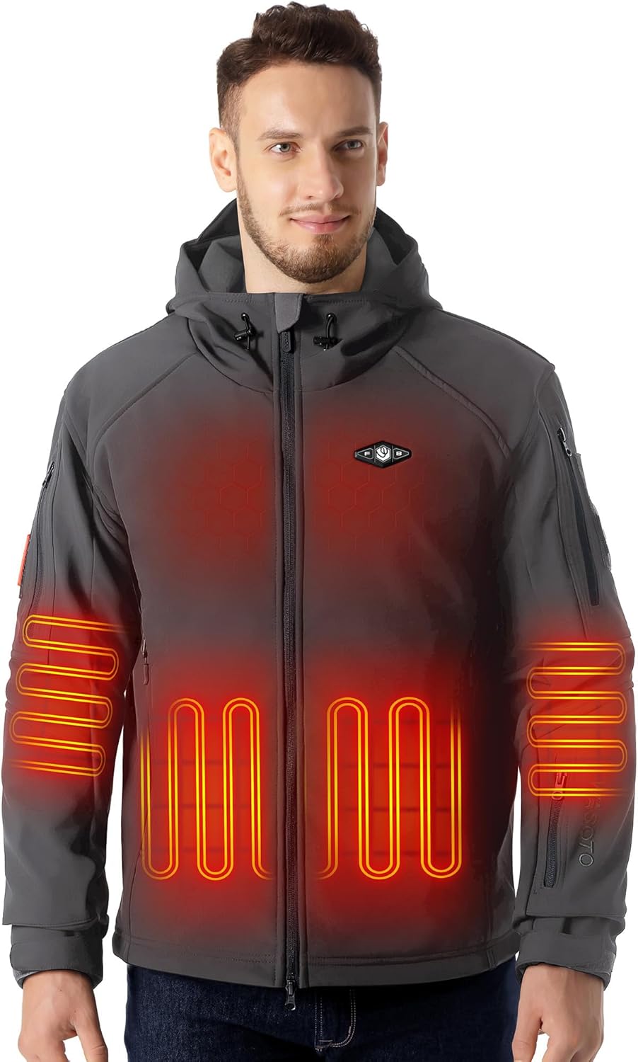 WASOTO Heated Jackets for Men with 9V 18400mAh Battery Pack Included Windproof Waterproof for Snowboarding