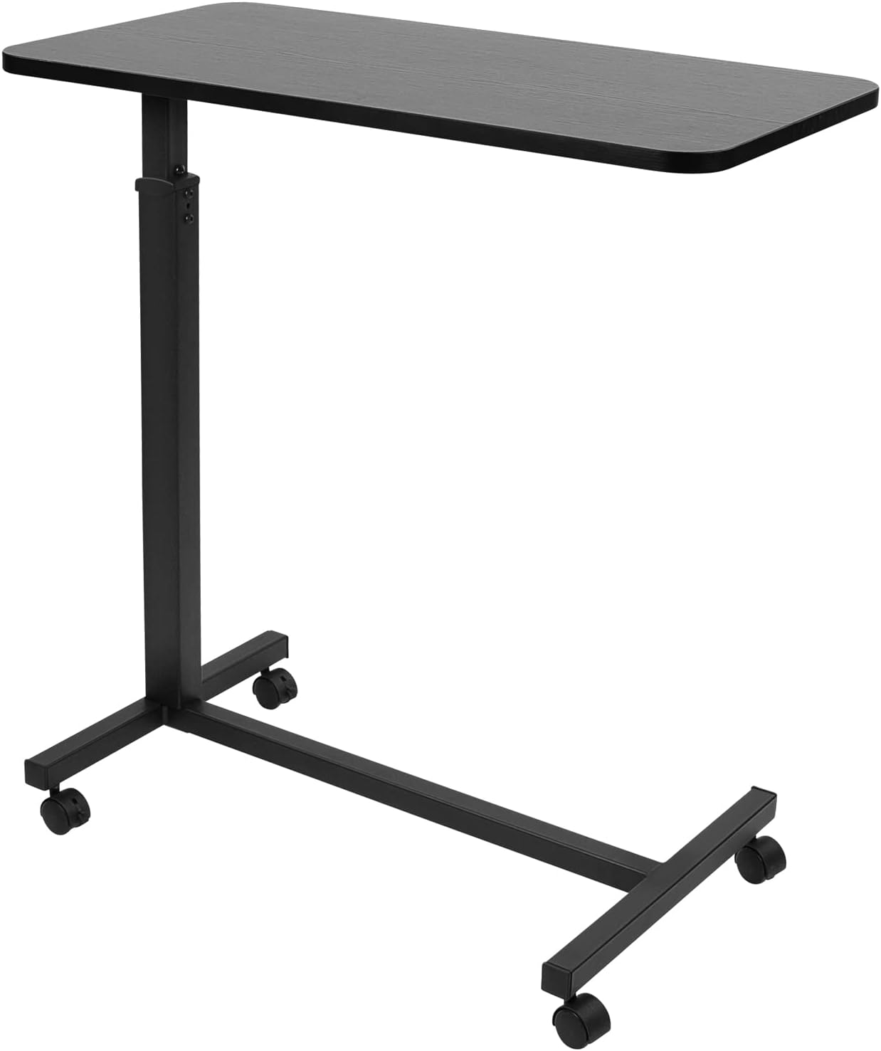 Mount-It! Overbed Table with Wheels | Flat Rolling Bed Side Tray Table for Medical or in-Home Use | Height Adjustable Hospital Table with Locking Casters