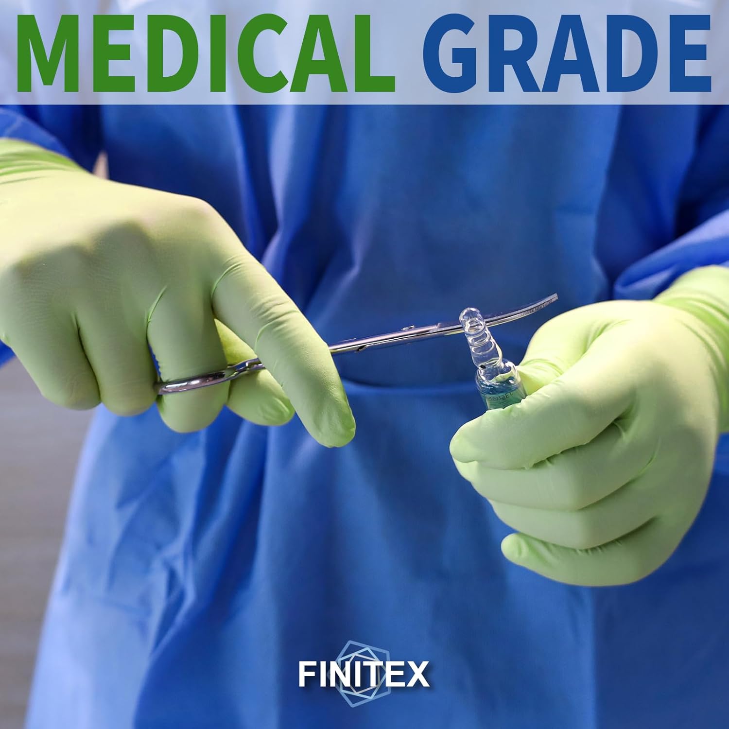 FINITEX Nitrile Disposable Gloves - Green 3.5mil 100/1000PCS Powder-Free Latex-Free Medical & Food Use