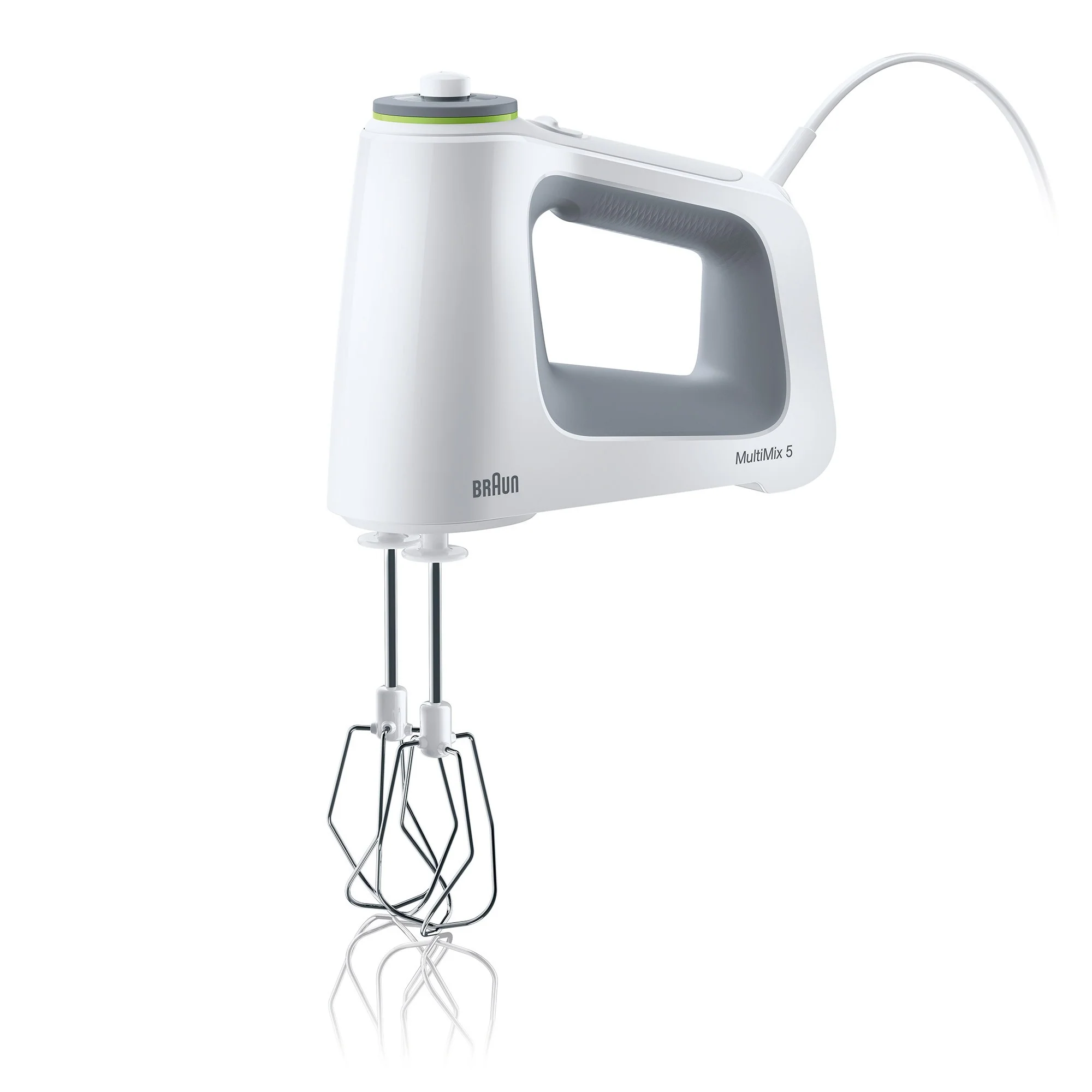 Braun Hand Mixer with Beaters, Dough Hooks, and Accessory Bag in White (HM5100WH)