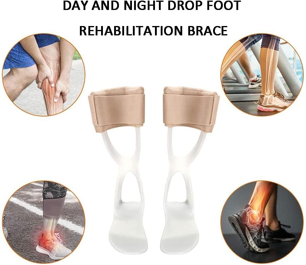 Lightweight Polyethylene Foot Drop Braces, Padded Calf Ankle Foot Orthosis Stabilizer, Support for Stroke, Flat Feet, Nerve Injury