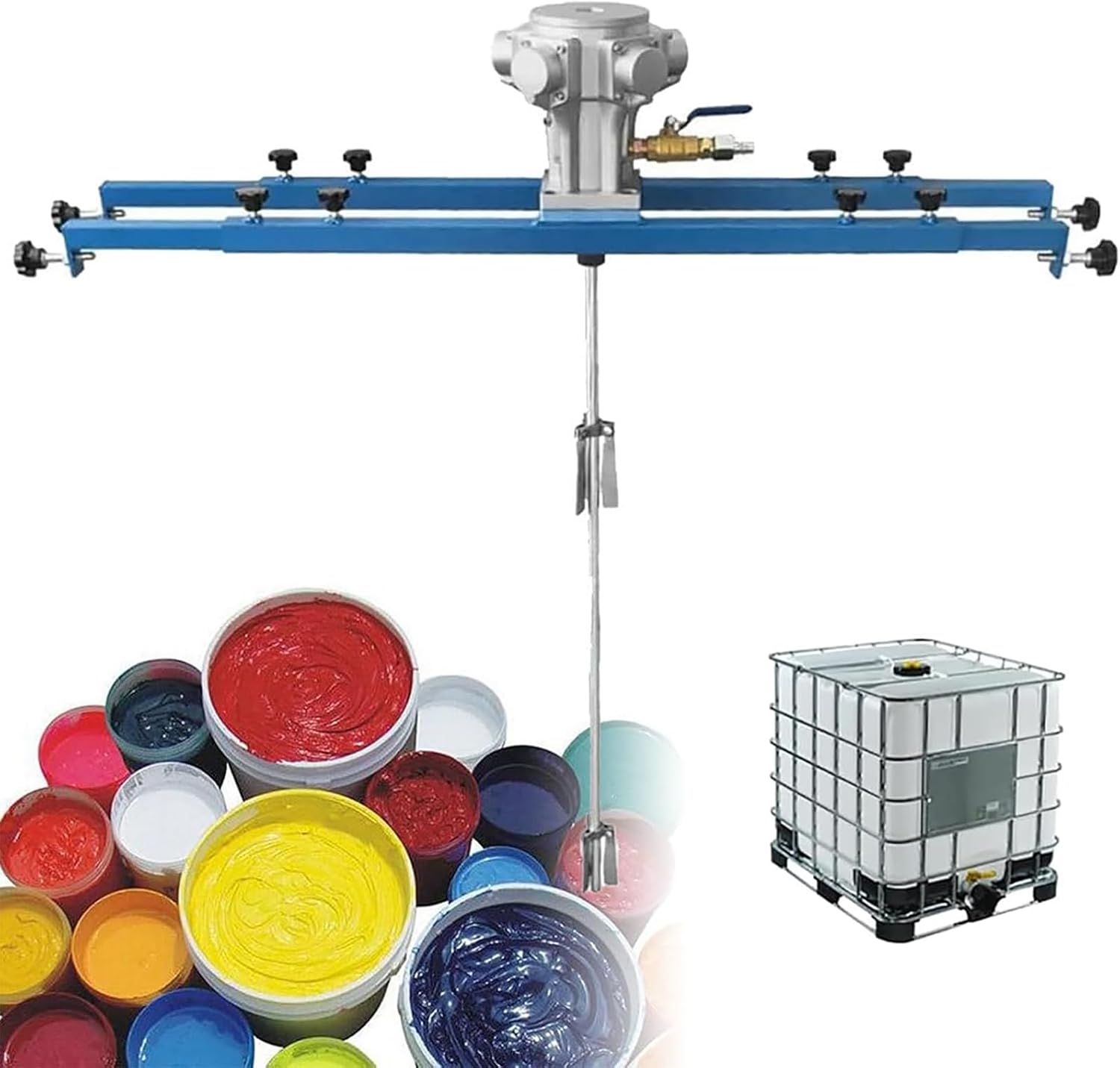 ERICAT Pneumatic Paint Mixer, 250 Gallon Air Agitator with Folding Propeller & Support Hanger, Stepless Speed ​​Regulation, Blade Diameter: 250mm & Speed: 0-1300 RPM, for Mixing Spray Coatings