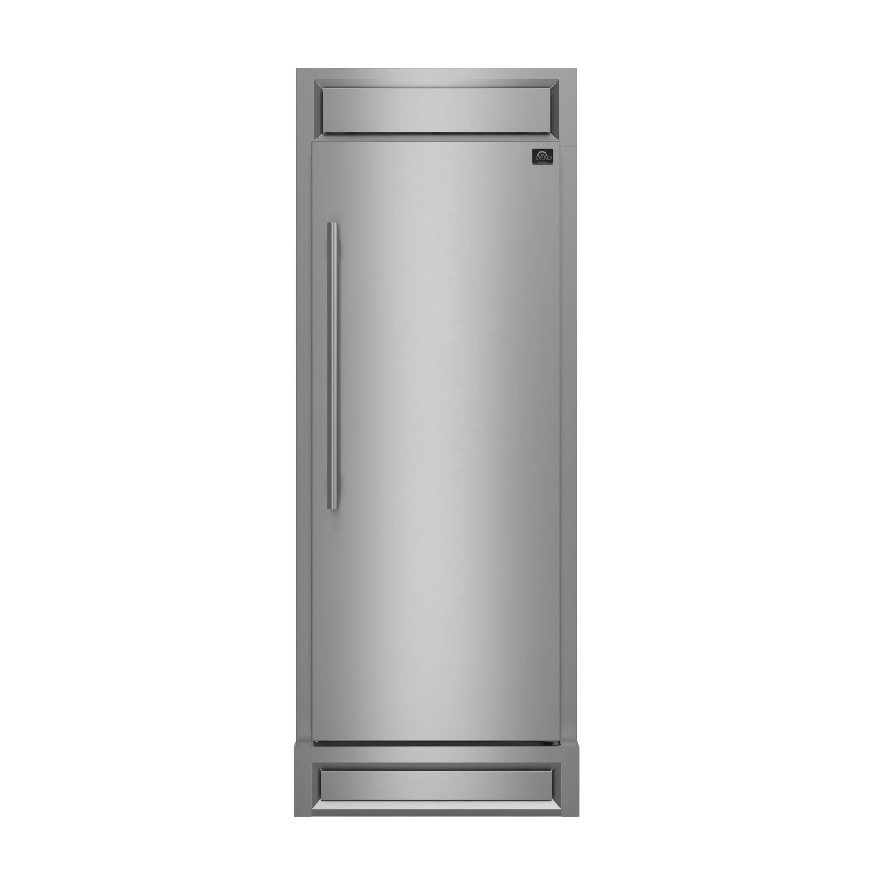 Forno Maderno 28-Inch Convertible Built-In Refrigerator/Freezer with 4-Inch Decorative Grille Trim, 13.6 cu.ft., Right Hinge in Stainless Steel (FFFFD1722-32RS)