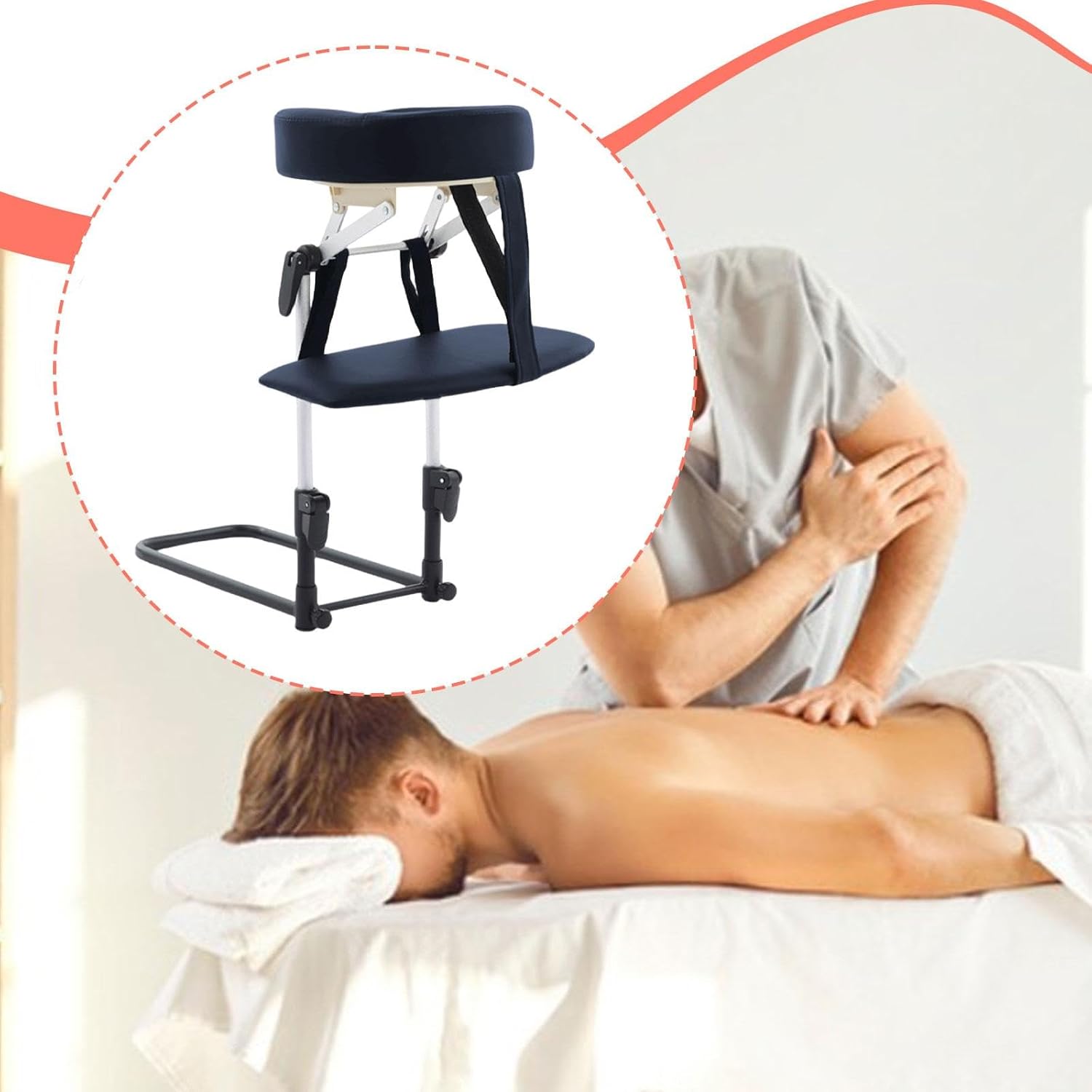 Home Mattress Top Massage Kit for Bed Portable Adjustable Height Support Bracket Sturdy Hanging Arm Rest Face Down Pillow, Gray Blue