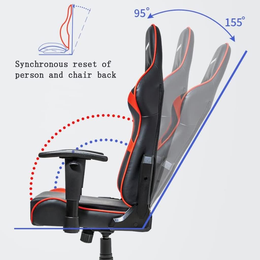 Video Gaming Chair Racing Recliner,Swivel Racing Chair with Adjustable Armrest Ergonomic Pu Leather Executive Computer Chair Lumbar Support Comfortable Anniversary Vision,Red