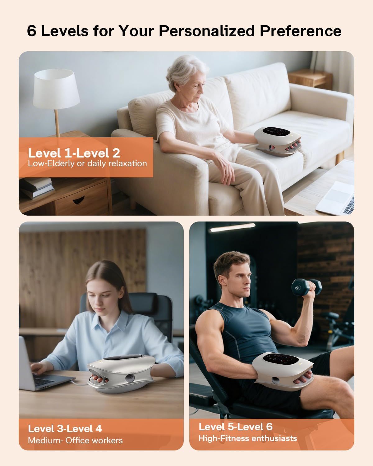 ALLJOY Hand Massager with Heat and Compression, Knuckle Stretching and Hand Massage, 6 Modes 6 Intensities 3 Heat for Arthritis and Carpal Tunnel Relief, Gifts for Women Men(Champagne)