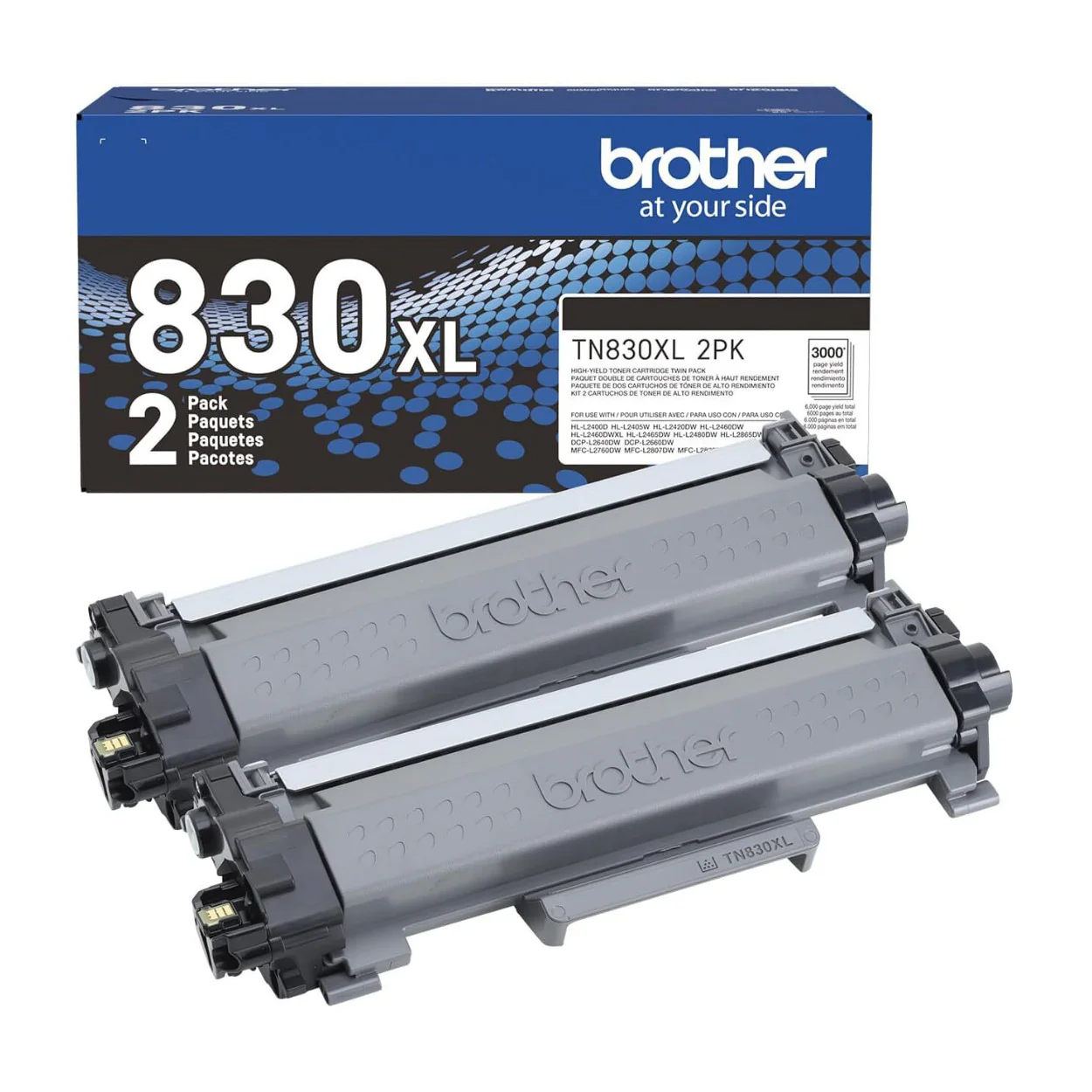 Brother Genuine TN830XL 2PK Black High Yield Printer Toner Cartridge (2-Pack)