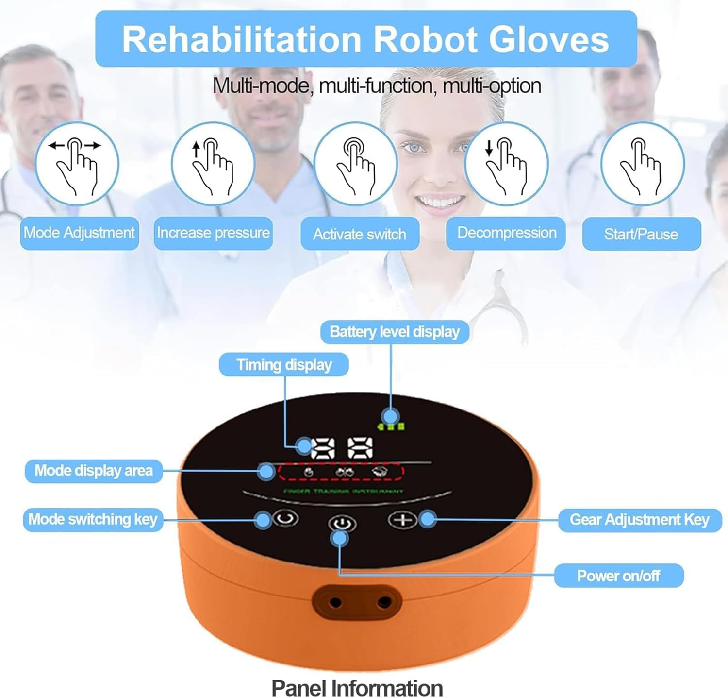 GAOXIAO Finger and Hand Function Rehabilitation Trainer Robot Rehab Gloves for Stroke Recovery Hemiplegia Patients, Both Hand Strength Exercise and Adaptive Training Left Right Finger B Right S