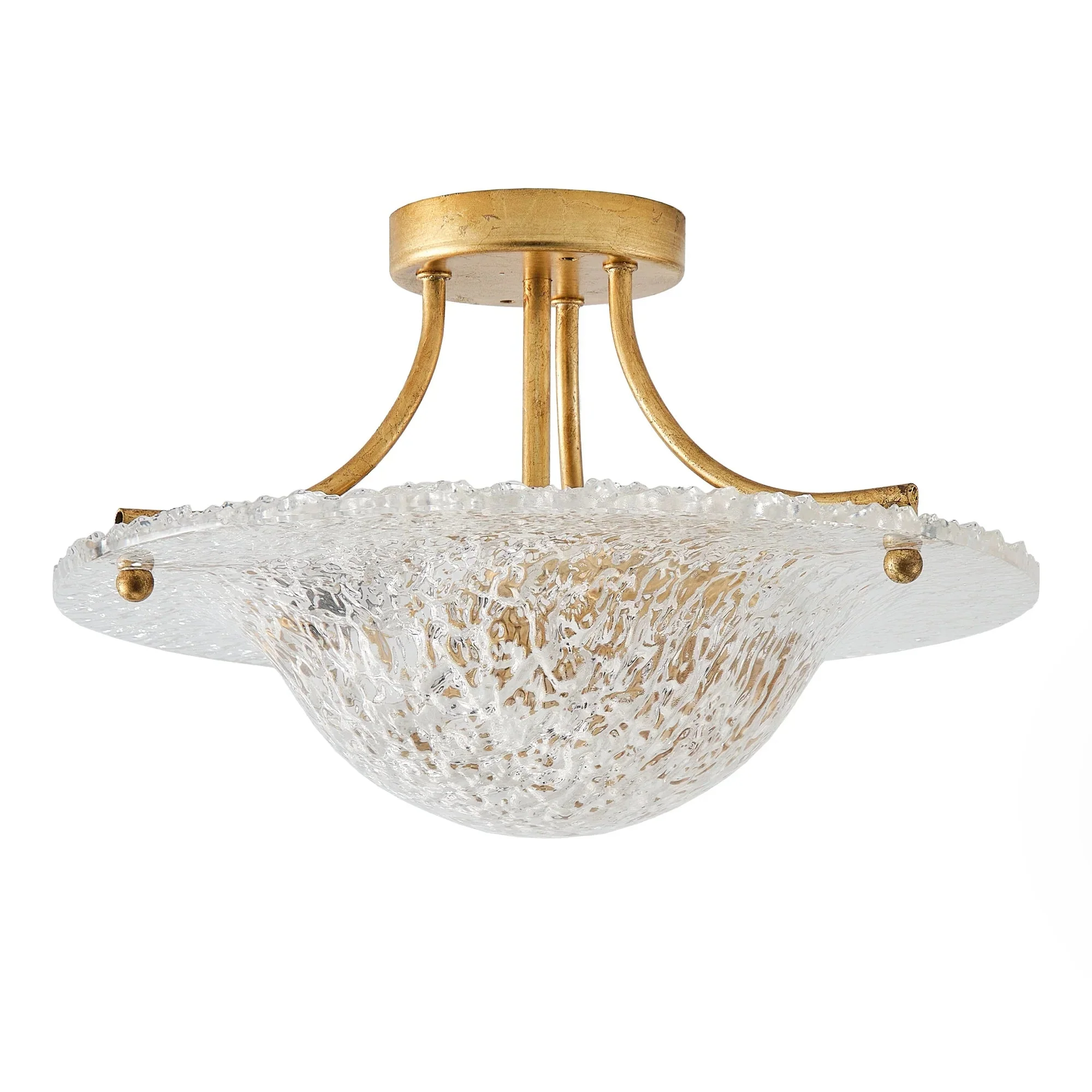 Parrot Uncle 16-Inch Page 3-Light Vintage Golden Semi-Flush Mount Ceiling Light (BBC3003GD)