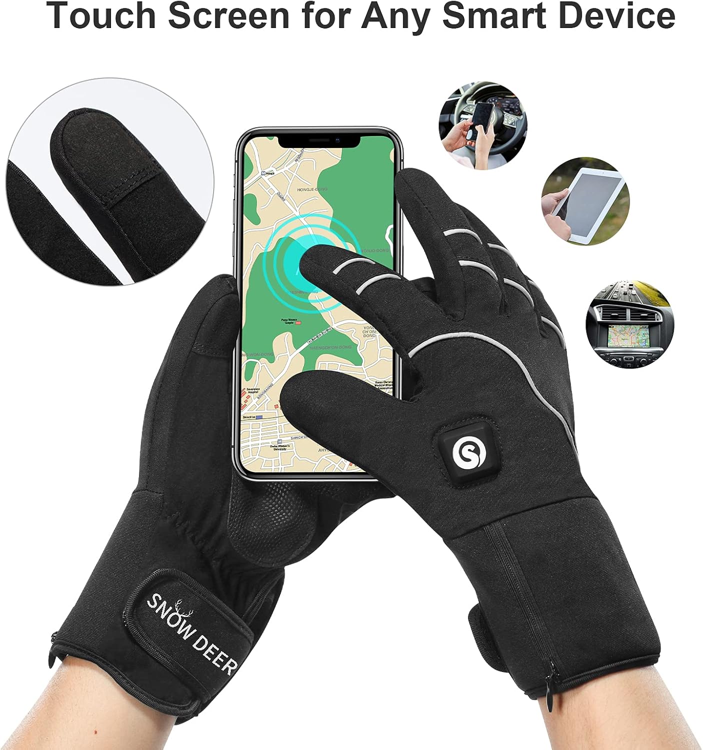 Heated Gloves Men Women,7.4V 2200MAH Electric Rechargeable Battery Gloves for Motorcycle Cycling Riding Hunting Fishing Camping Hiking Ski Snow Work Mitten Gloves Athritis Hand Warmer