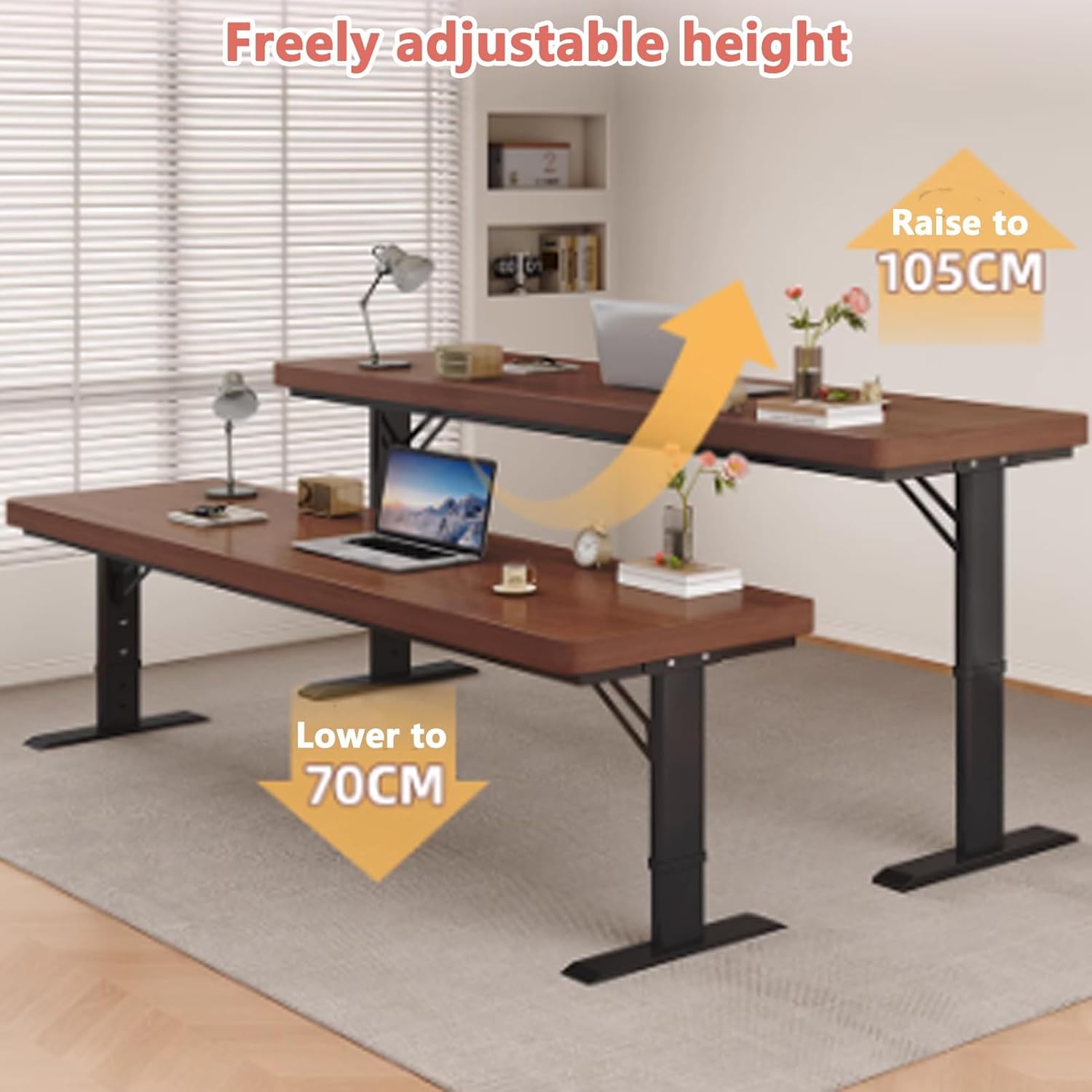 Height Adjustable Overbed Table, Over The Bed Table with Wheels, Standing Workstation with Baffle, Wood Standing Office Desk Computer Tables for Work, Study(Black B+White,L94.4xW15.7in)
