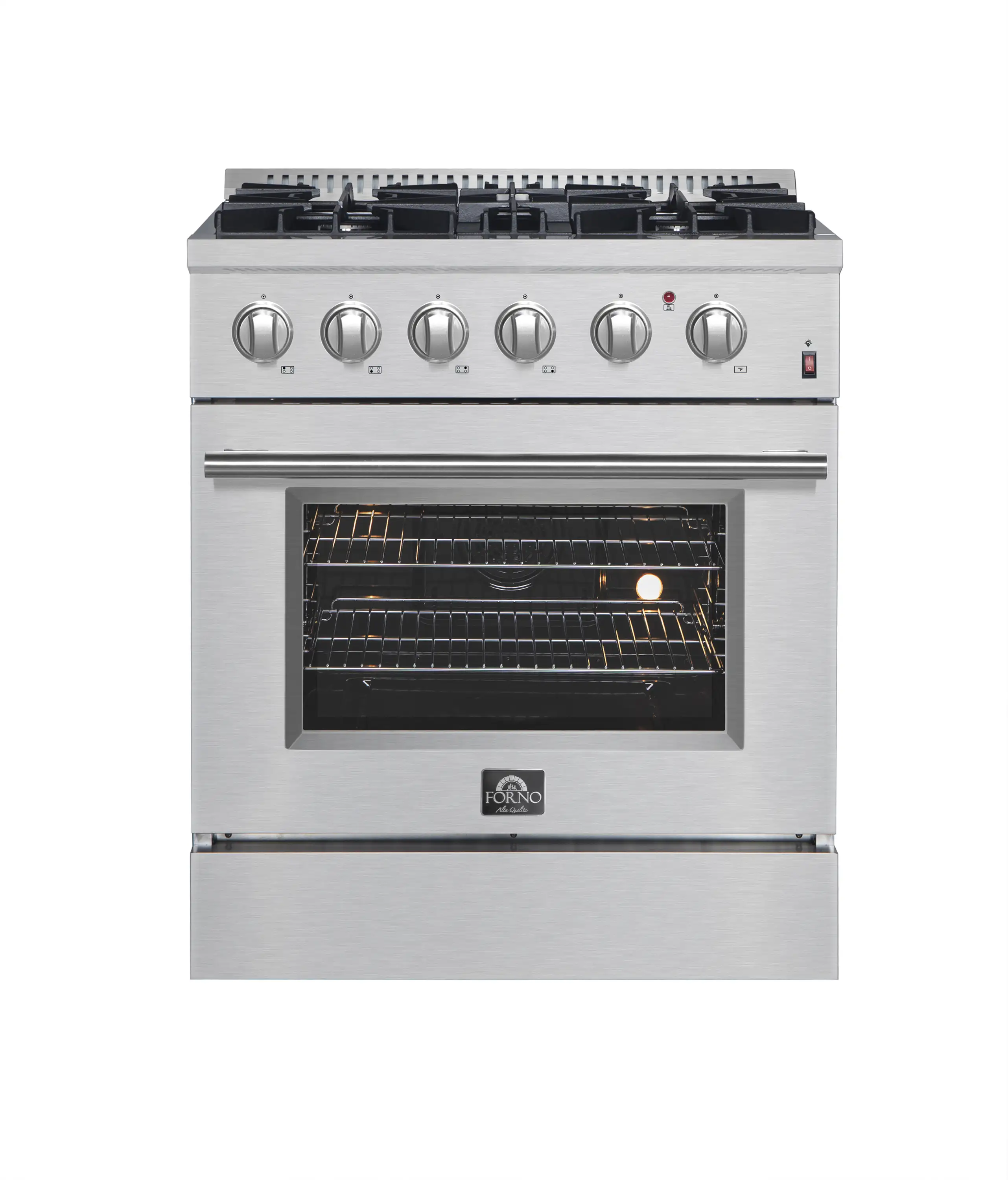 Forno Marco 30-inch Dual Fuel Range with 4 Burners and 4.32 cu.ft. Oven in Stainless Steel (FFSGS6197-30)