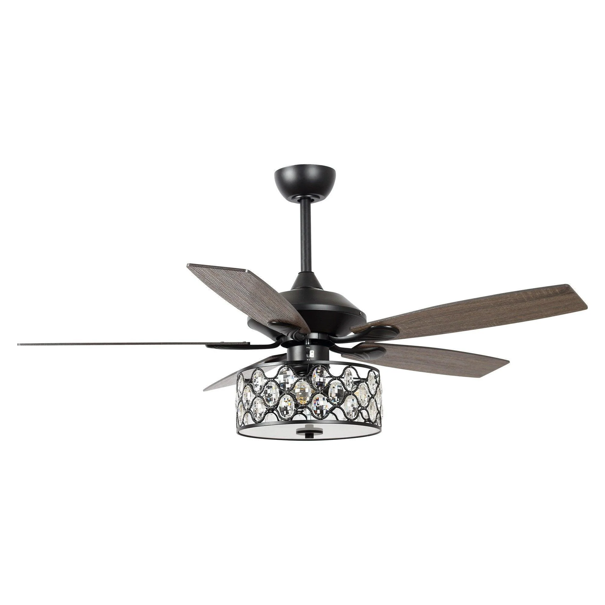 Parrot Uncle 52-Inch Tibuh Modern Downrod Mount Reversible Crystal Ceiling Fan with Lighting and Remote Control