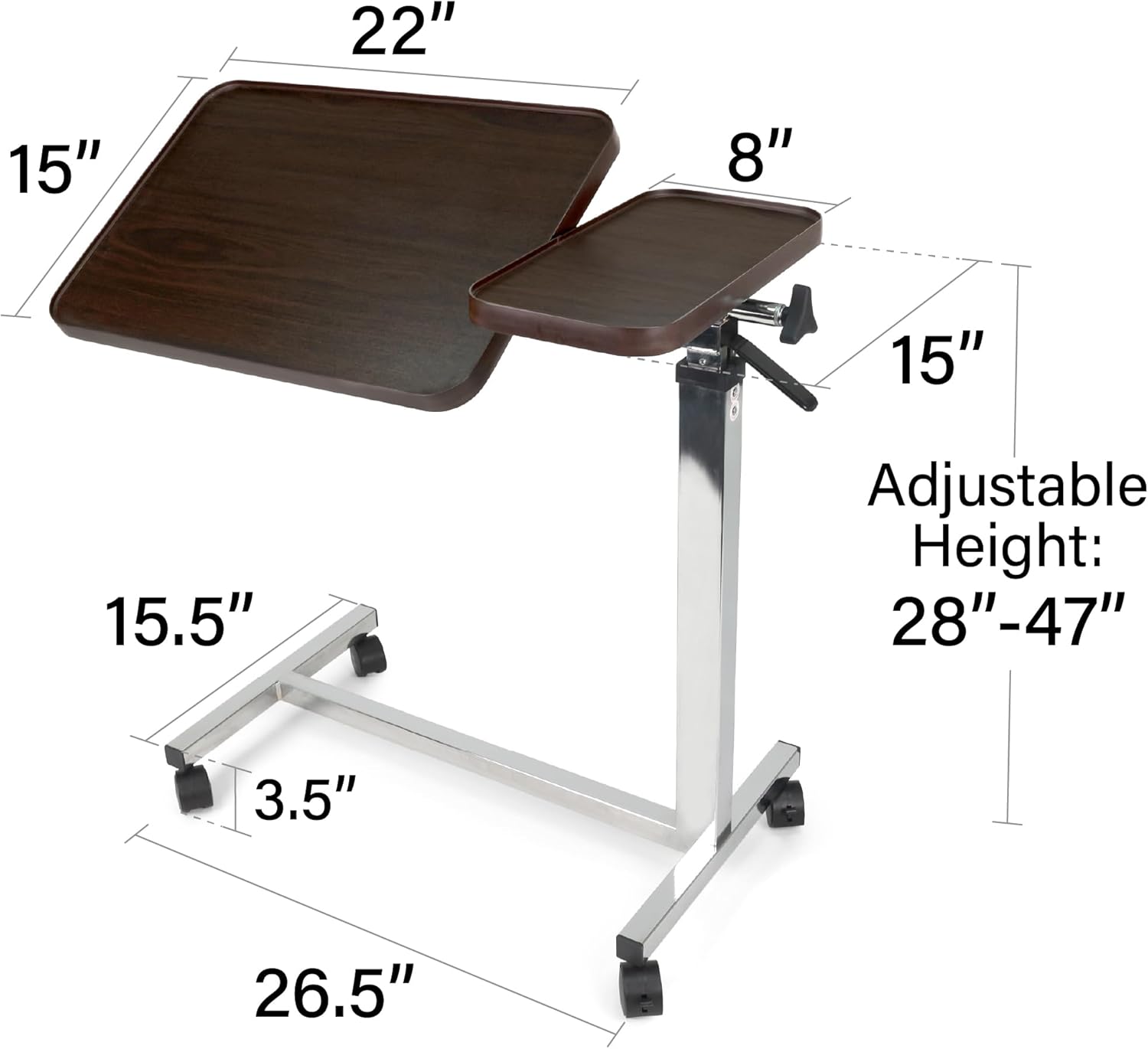 Vaunn Tilt Top Overbed Table, 1 Count (Pack of 1), Brown Matte