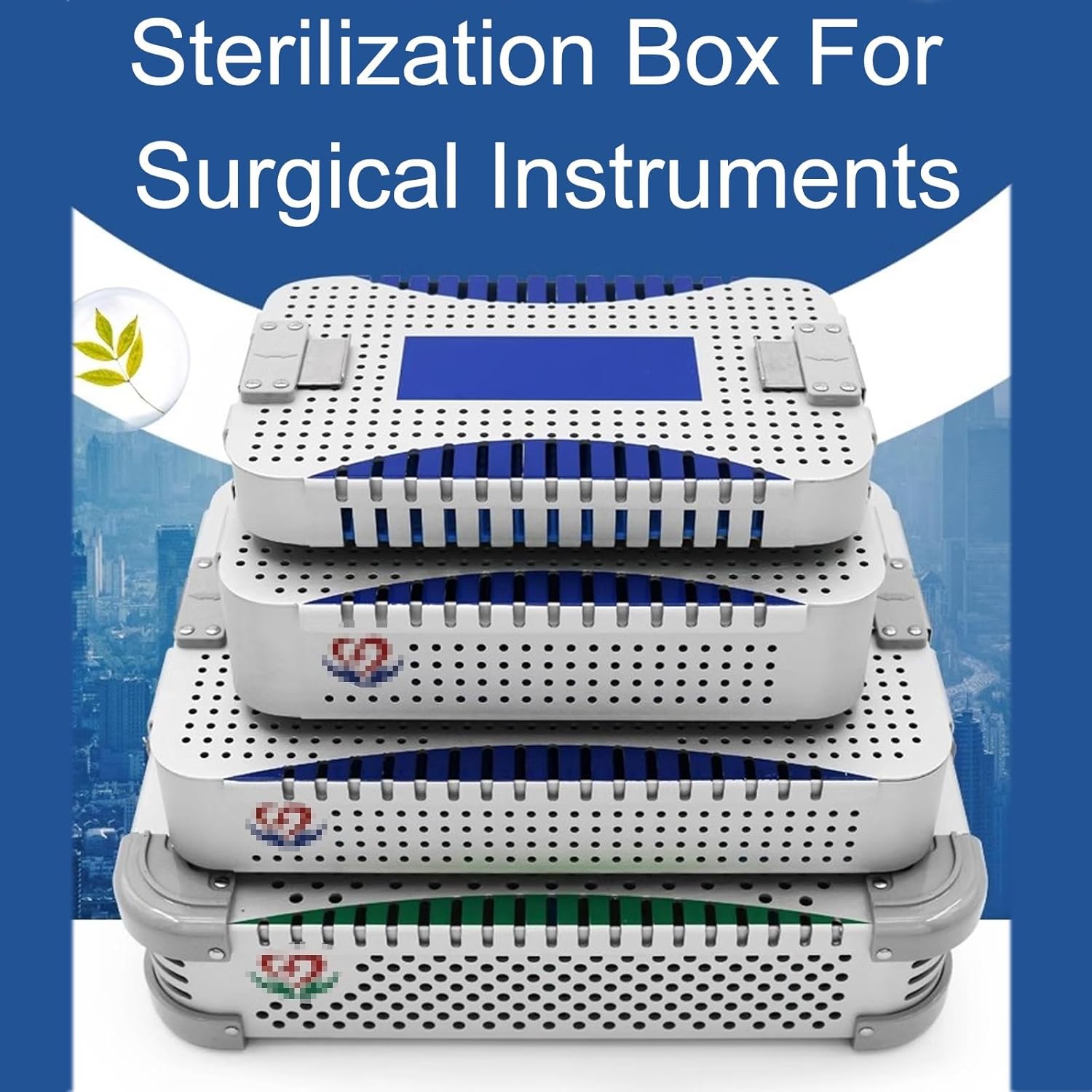 Aluminum Alloy Surgical Instrument Sterilization Box, With Silicone Pad, Laboratory Storage Box, High Temperature And High Pressure Resistance, Small Metal Tray(12.2in*8.7in*3.7in Double tier)