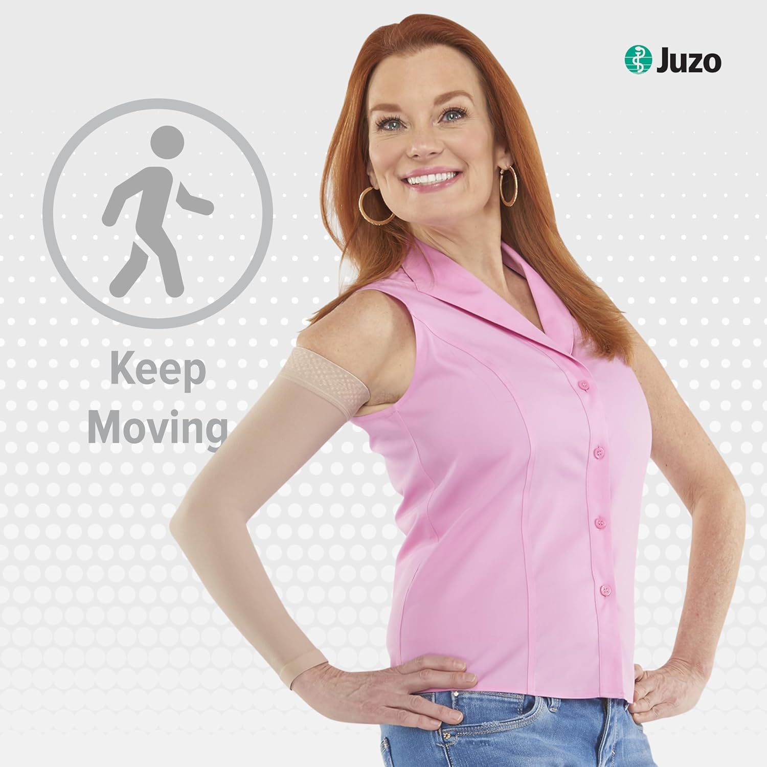 Juzo Soft 2001 20-30mmhg Standard Armsleeve with Silicone Top Band for Women,Cinnamon,5 (V)