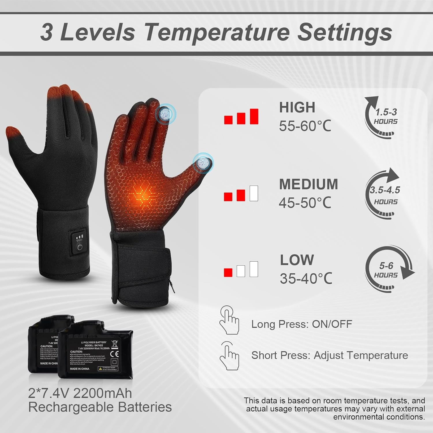 V.Step Heated Gloves for Men Rechargeable Women, Heated Glove Liners Battery Electric Hand Warmers for Fishing Motorcycle Ski Work Hunting Arthritis Black